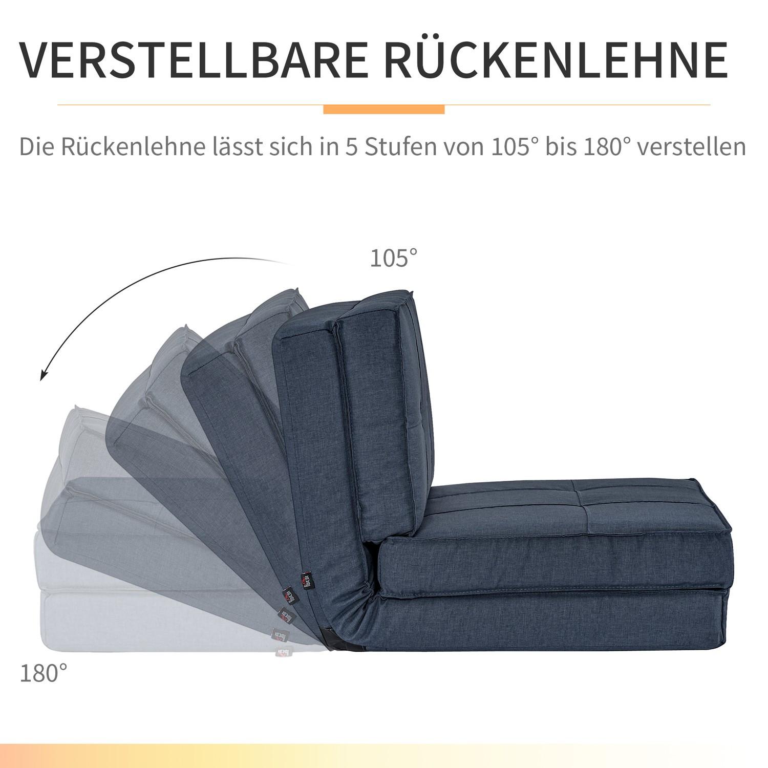 Northio Bodensofa Klappbar Schlafsessel Bodenstuhl 5-Stuhfig Verstellbar Klappsessel Schlafsofa Sofabett Einzelsofa Dunkelblau 61 X 73 X 58 Cm