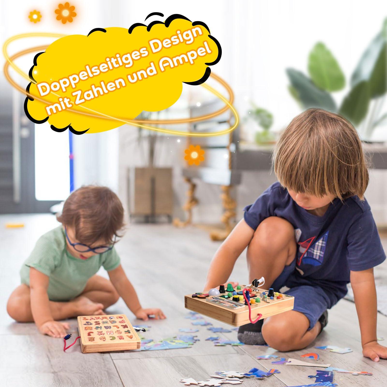 Activity-board Busy Board Motorikspielzeug mit 19 LEDs, Holzspielzeug, Sinnesspielzeug, Lernspielzeug für Kleinkinder