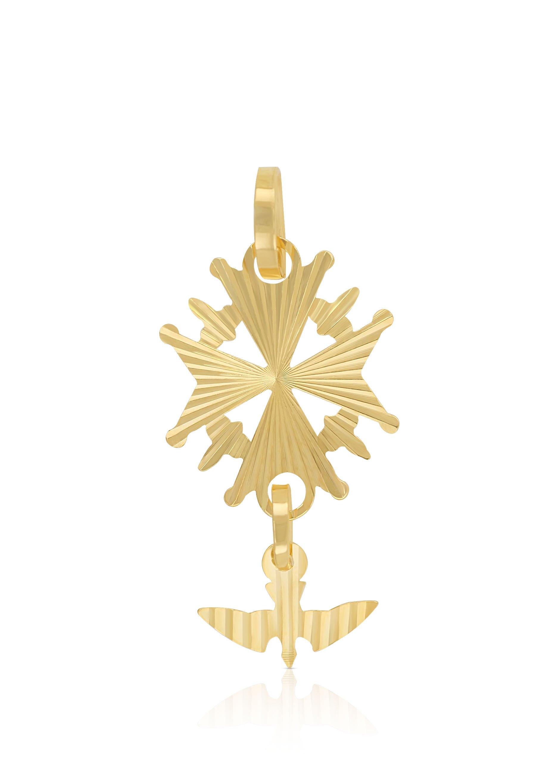 MUAU Schmuck Anhänger Hugenotten-Kreuz Gelbgold 750, 32x15mm
