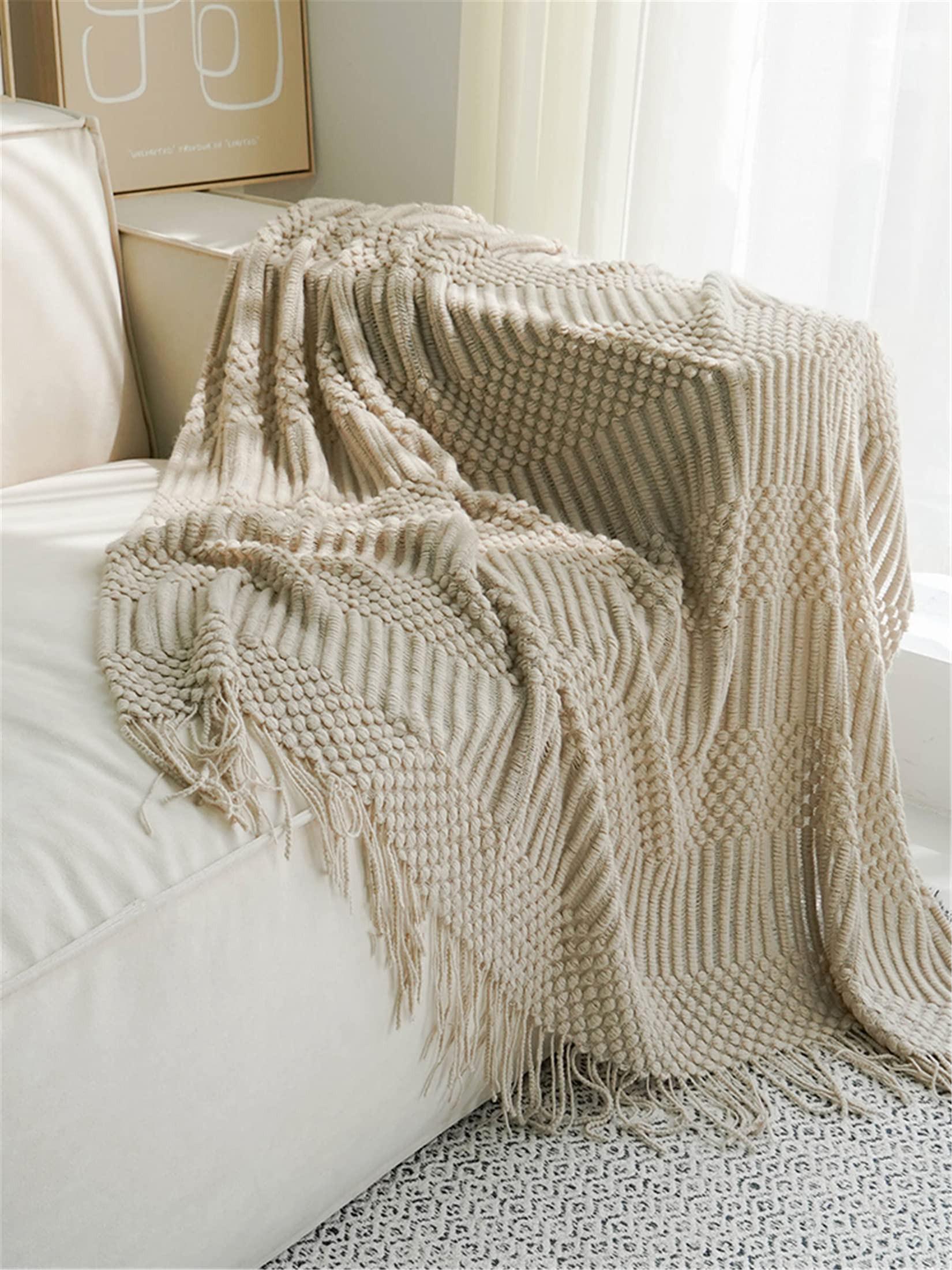 Alopini Boho-Decke weiche Strickdecke Wendedecke
