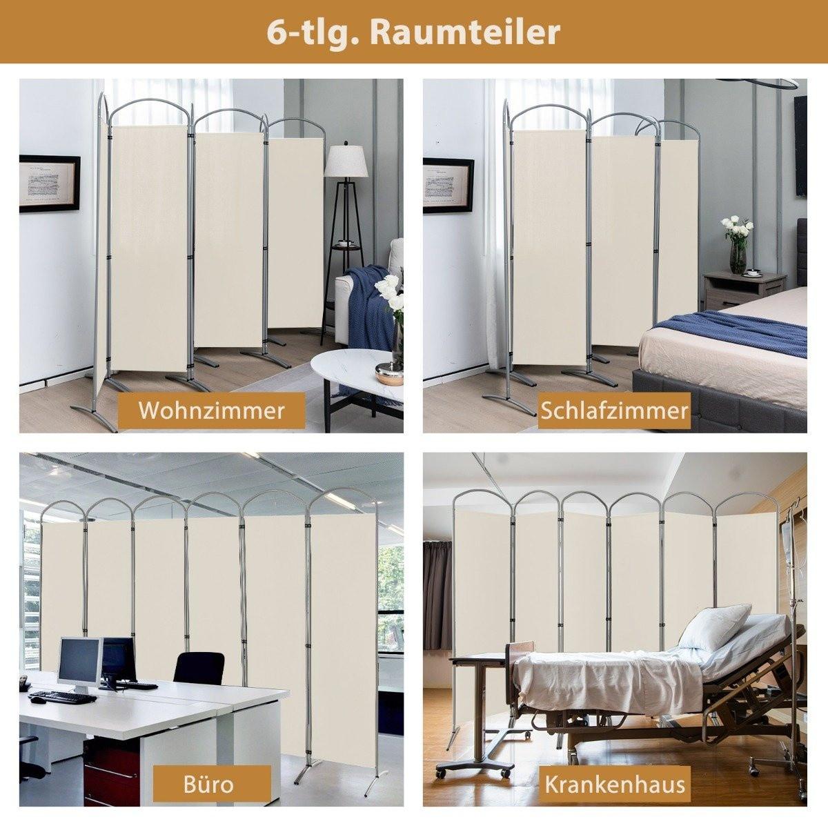 Northio 6-teilige Faltbare Sichtschutzwand Raumteiler Stofftrennwand Beige