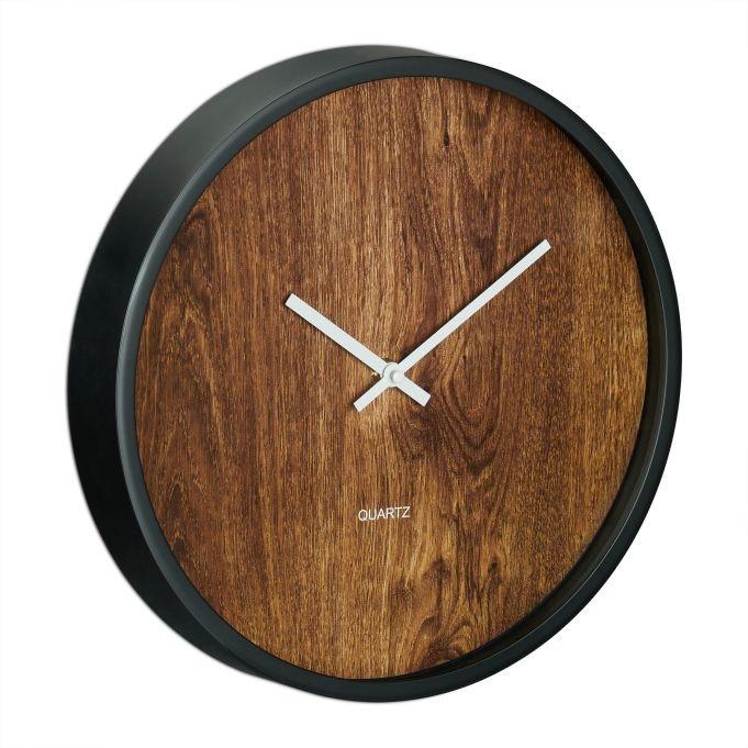 B2X Moderne Wanduhr in Holzoptik