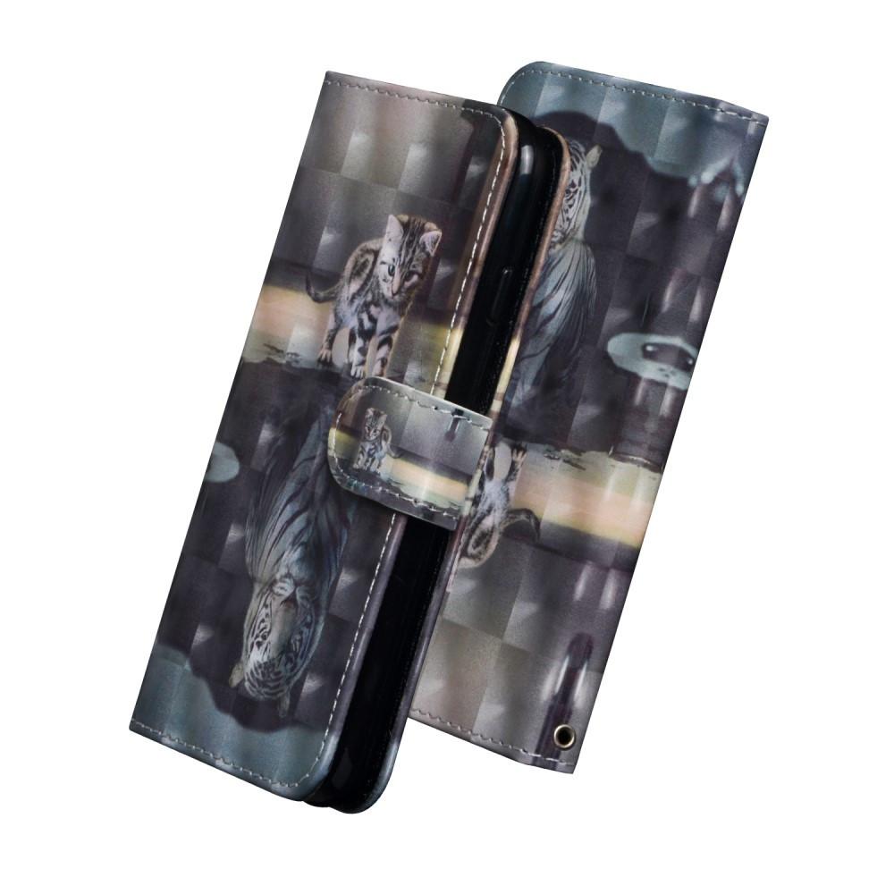 Cover-Discount iPhone Xs / X - Etui Ledertasche Katze Glitzer Effekt