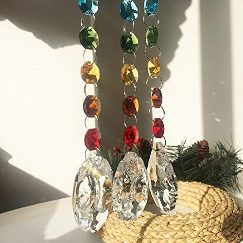 Alopini 3 Stück Kristall-Regenbogen-Sonnenfänger,Hängender Glas-Sonnenfänger mit Chaрусс