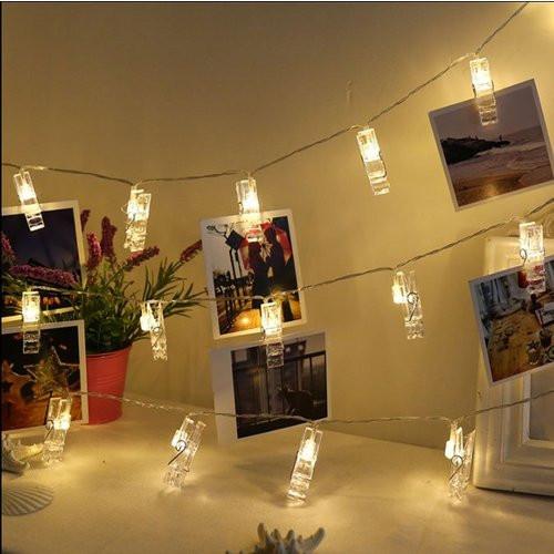 Geschenkidee (6m) LED Lichterkette für Fotos, 40 Klammern