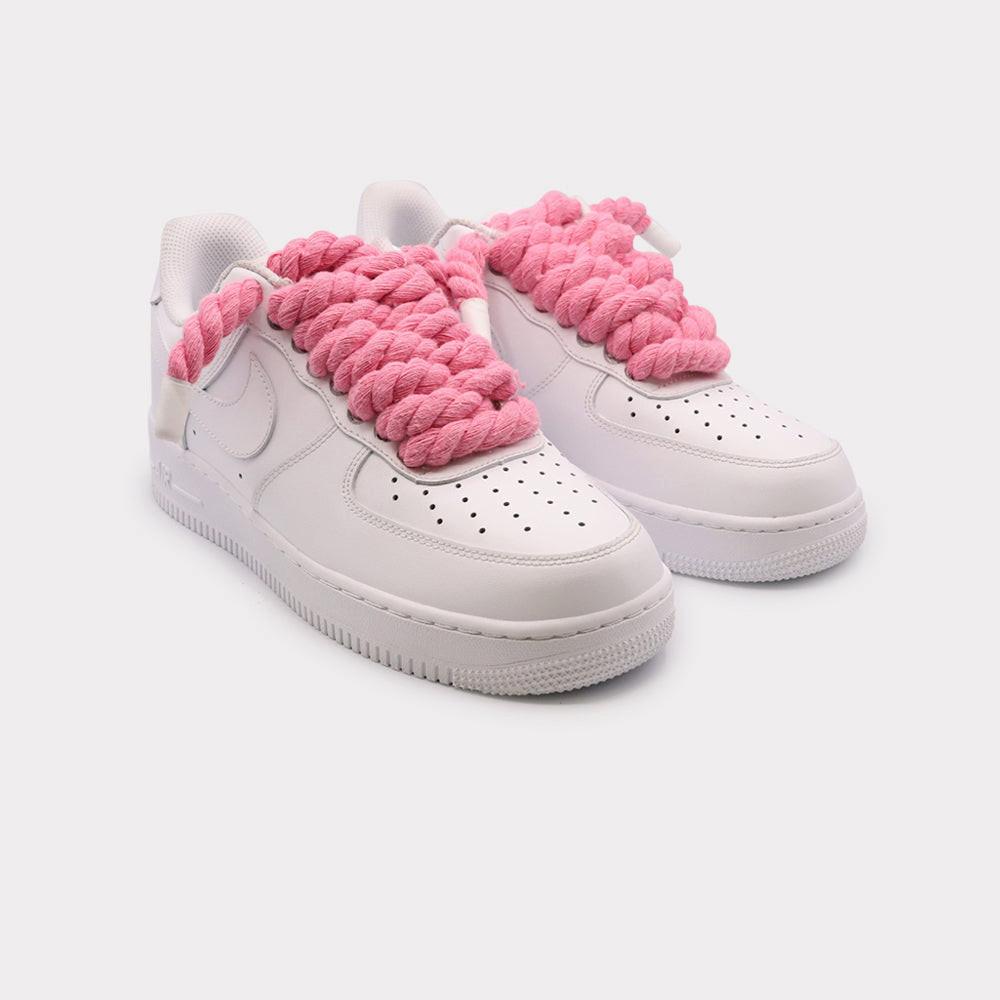NIKE Air Force 1 White - Rope Lace Pink