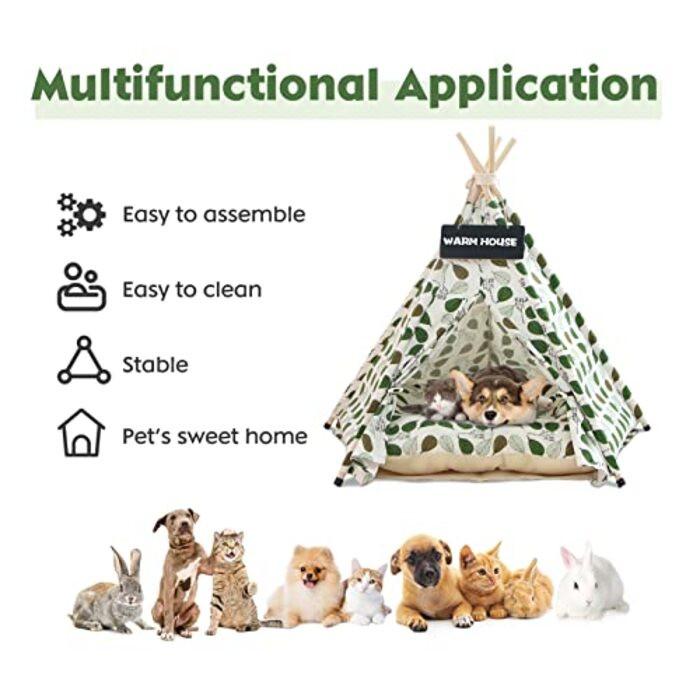 Alopini Zelt für Hunde und Katzen,Pet Tipi Hund Katze Bett mit Kissen, Luxery Hund Zelte Hundehöhle und