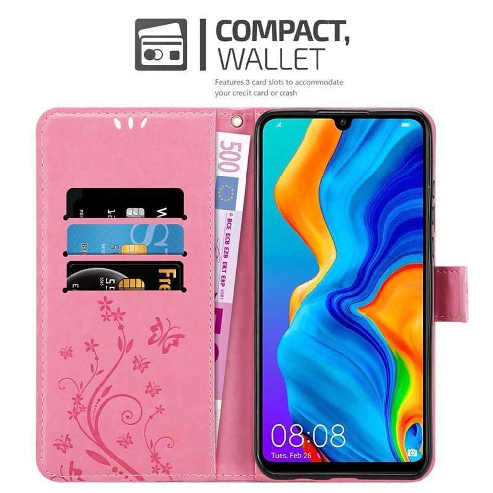 Cadorabo Hülle für Huawei P30 LITE Blumen Design Magnetverschluss