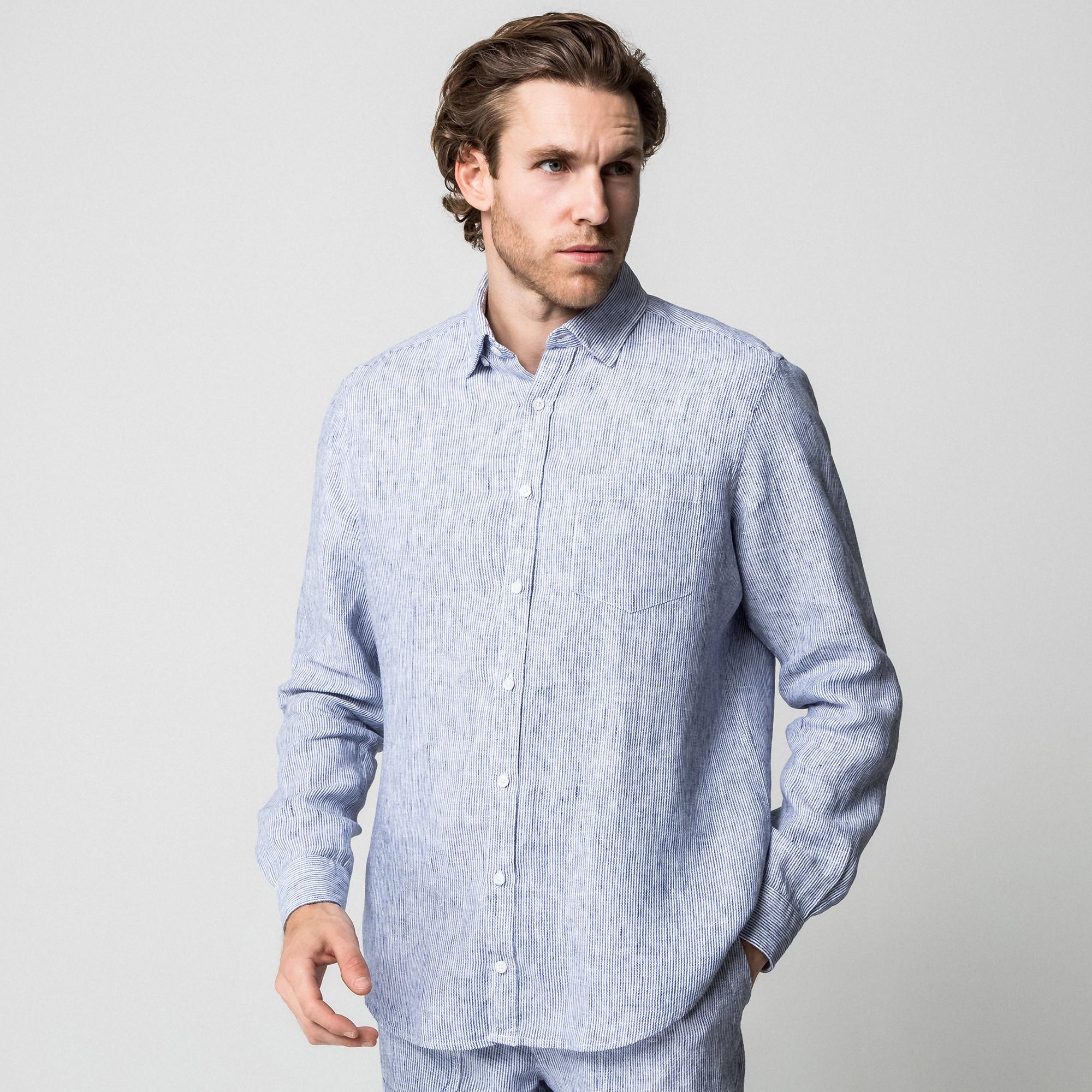 Manor Man Gestreiftes Oversized Langarm Overshirt