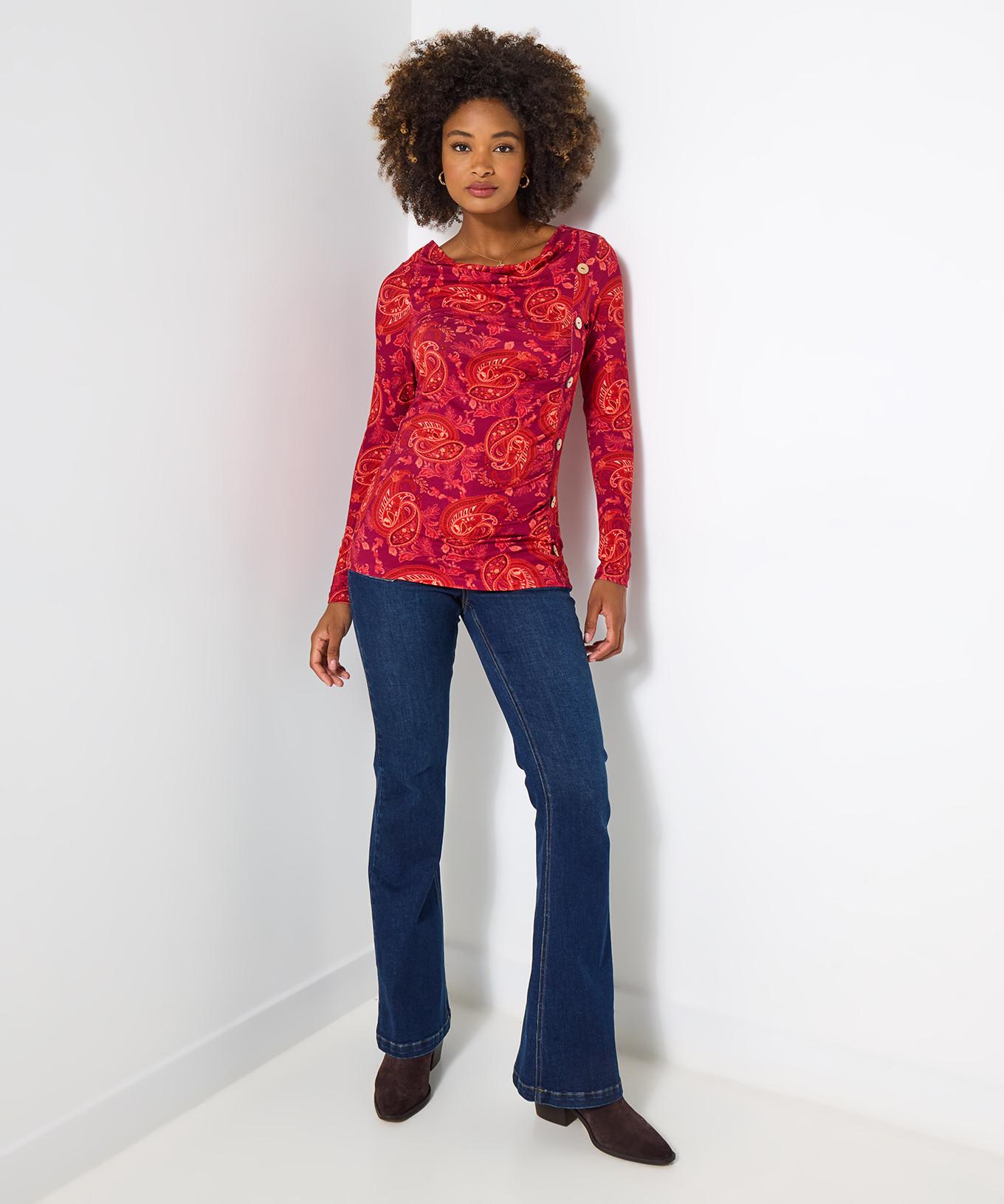 Joe Browns Langarmshirt mit Paisley-Print und Knopfdetails