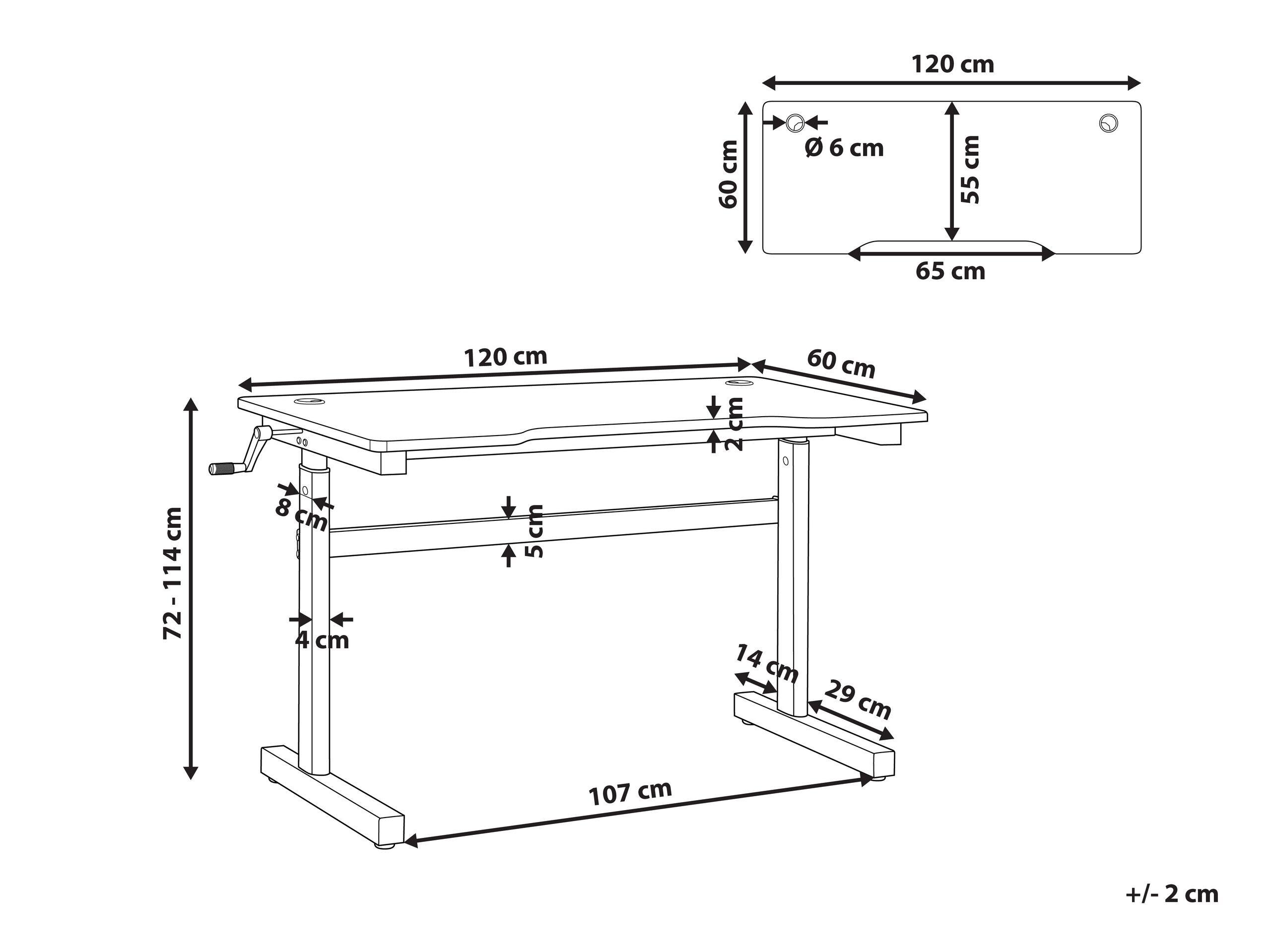 Beliani Gaming-Tisch manuell höhenverstellbar aus MDF-Platte Modern DURBIN