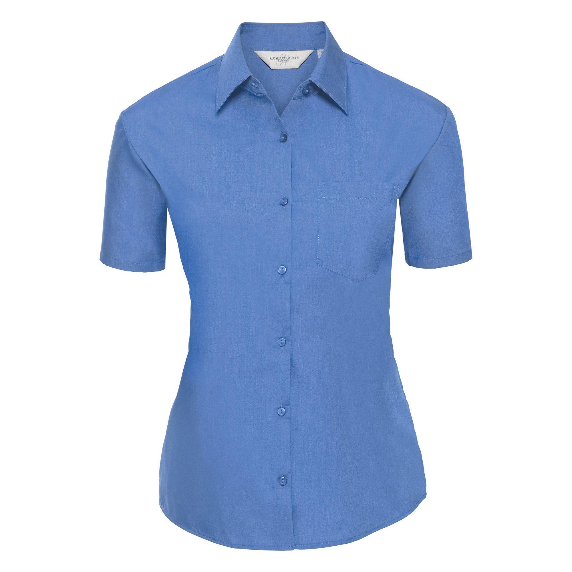 Russell Collection Poplin Kurzarm Pflegeleichte Bluse