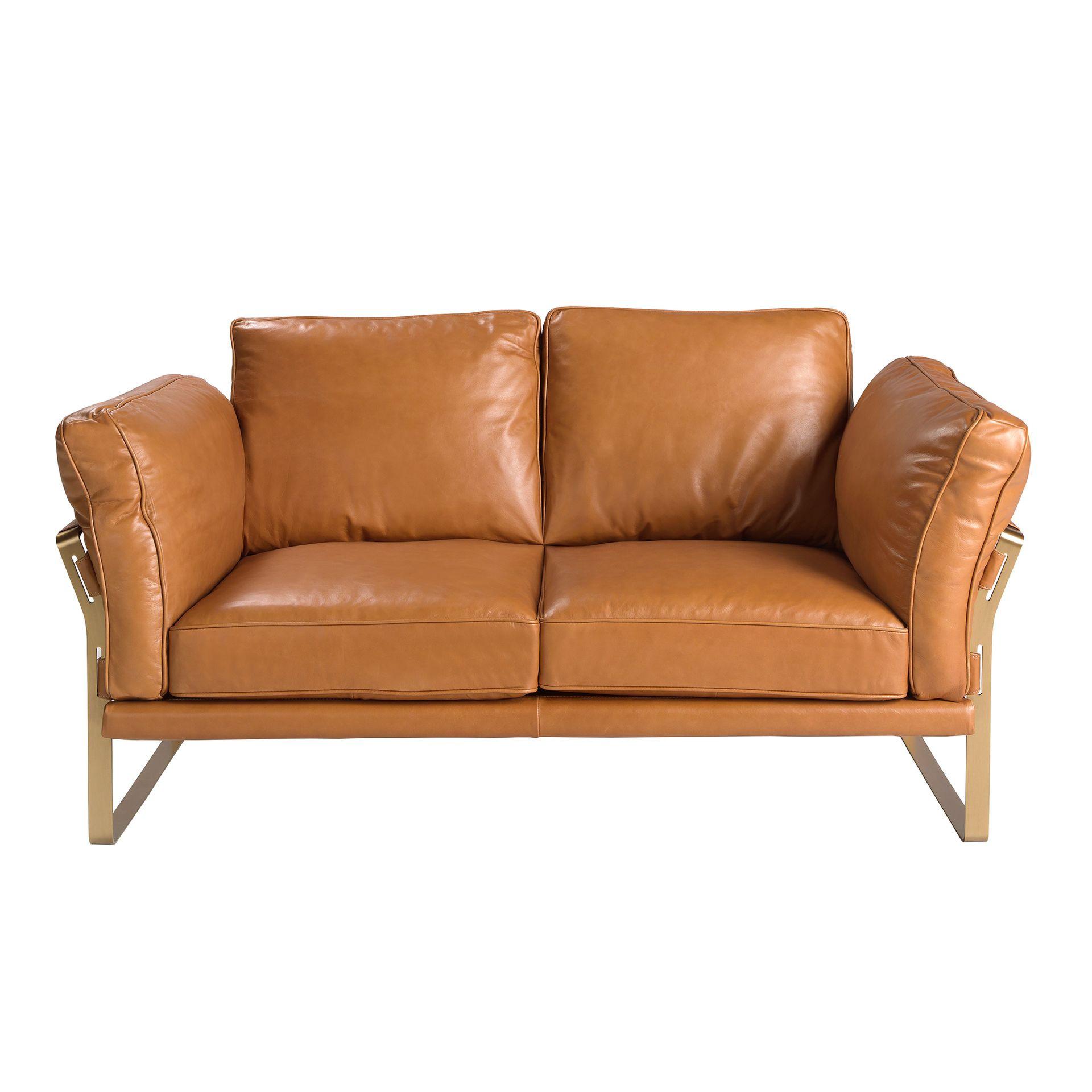 ANGEL CERDA 2-Sitzer-Sofa aus Leder in Kamelhaar
