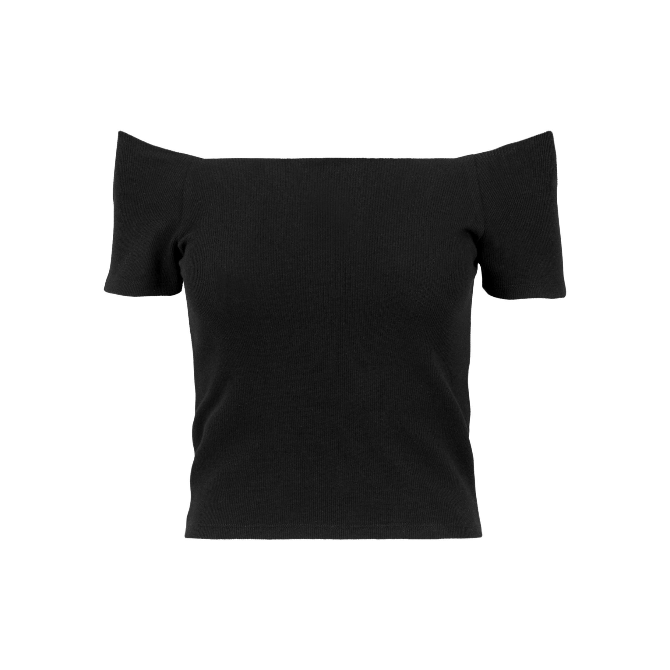 URBAN CLASSICS Geripptes Off Shoulder Crop T-Shirt