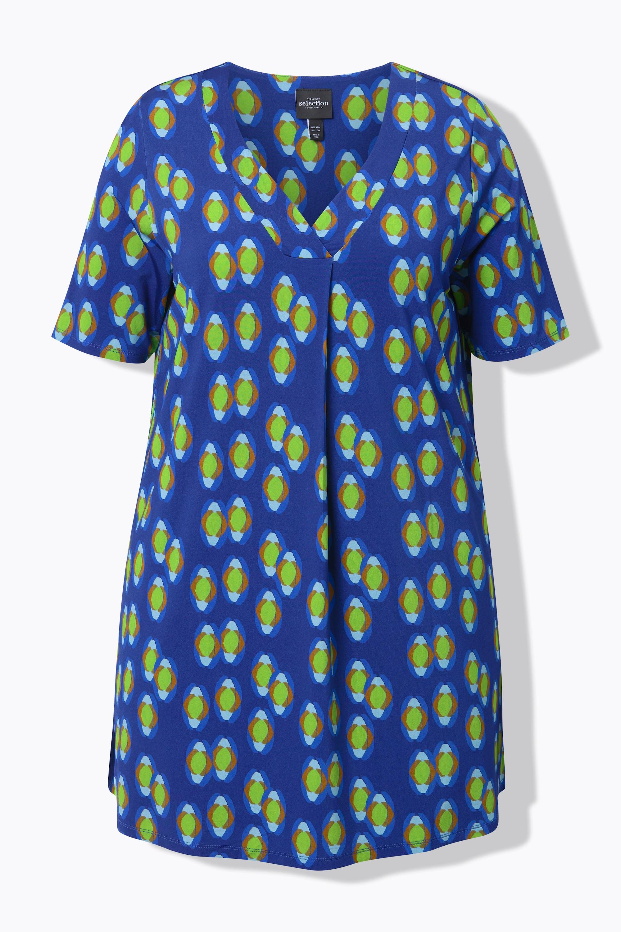 Ulla Popken Slinky-Longshirt A-Linie V-Ausschnitt Halbarm
