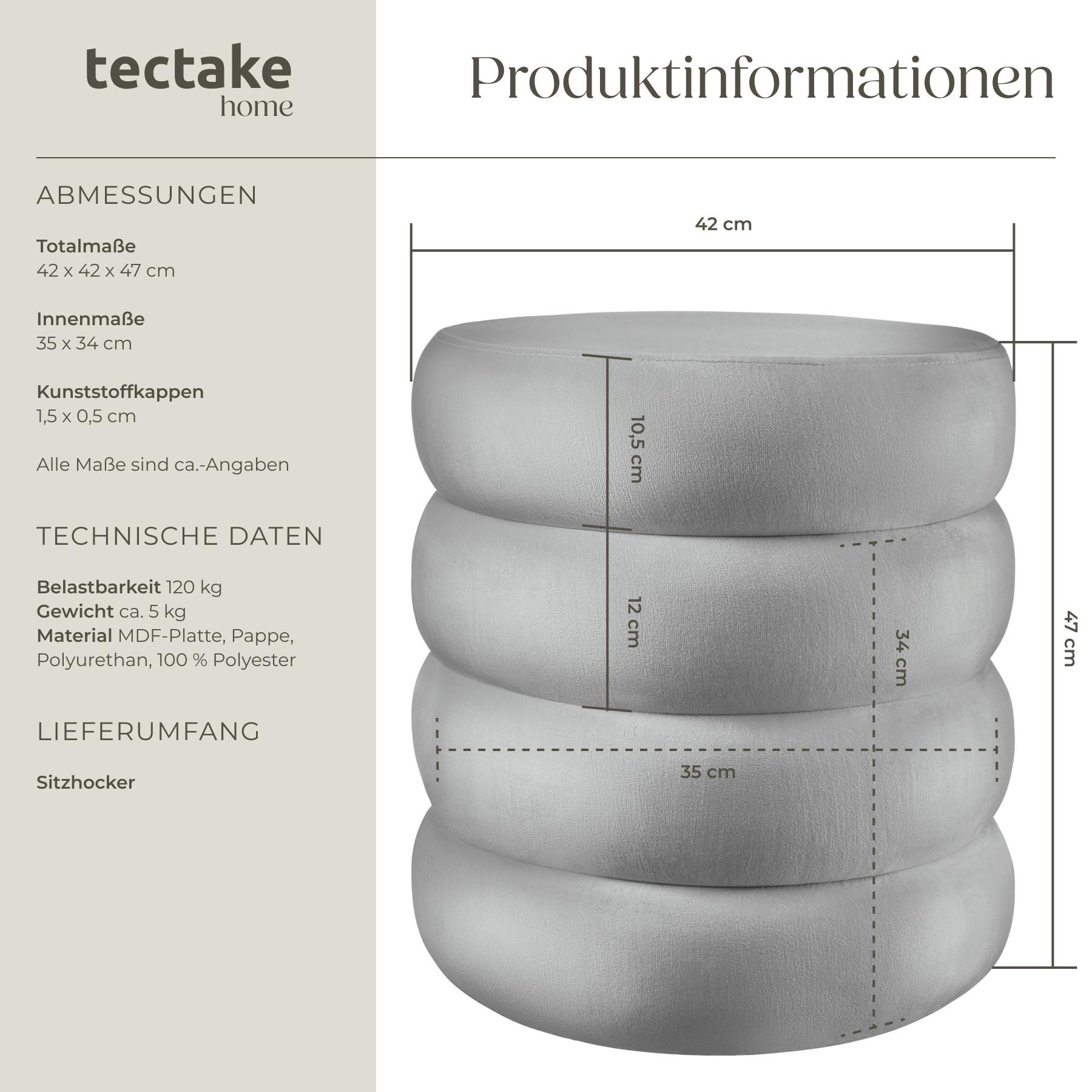 Tectake Sitzhocker Altu, gepolstert, Stauraum