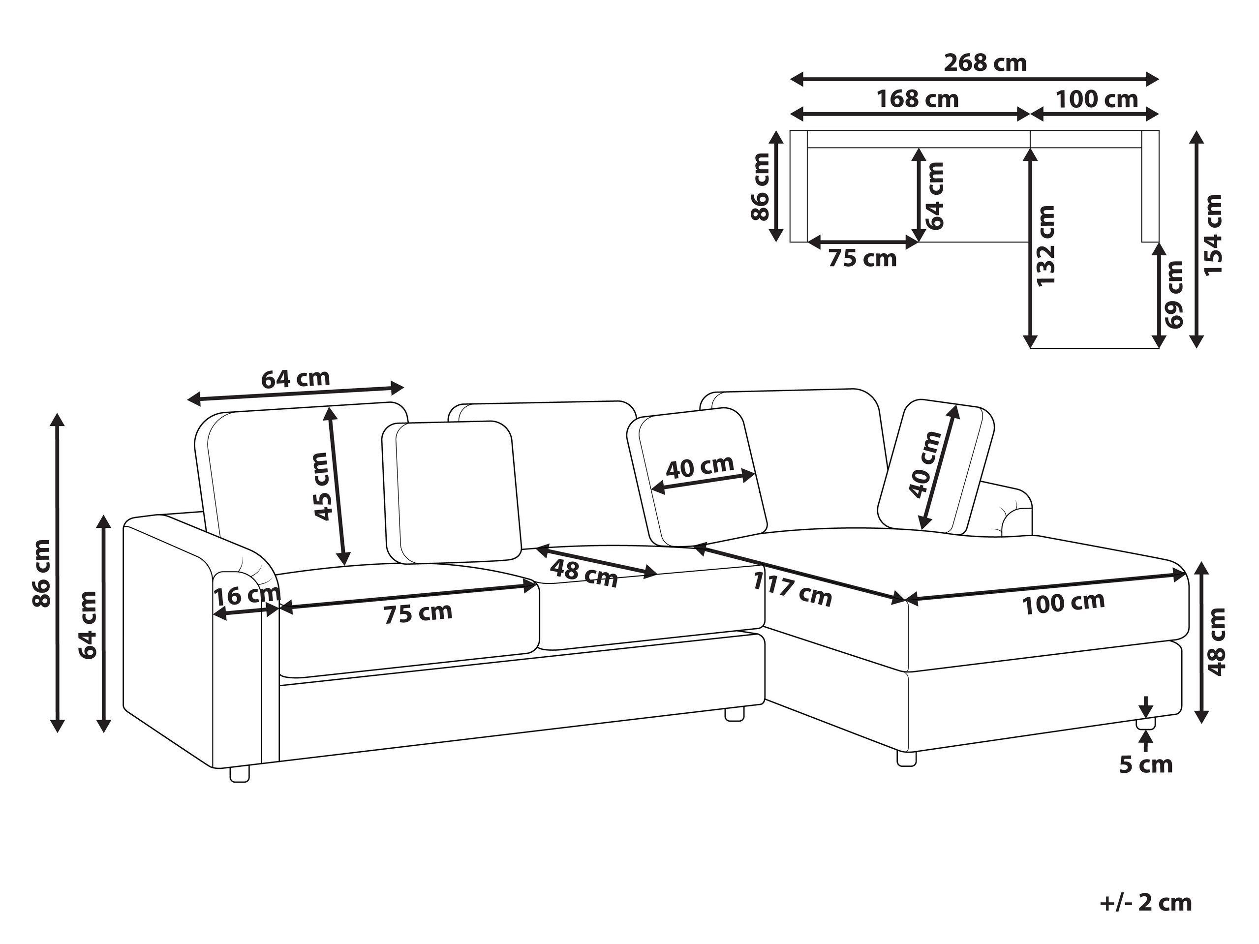 Beliani Linksseitiges Ecksofa aus Polyester Klassisch KOHLO