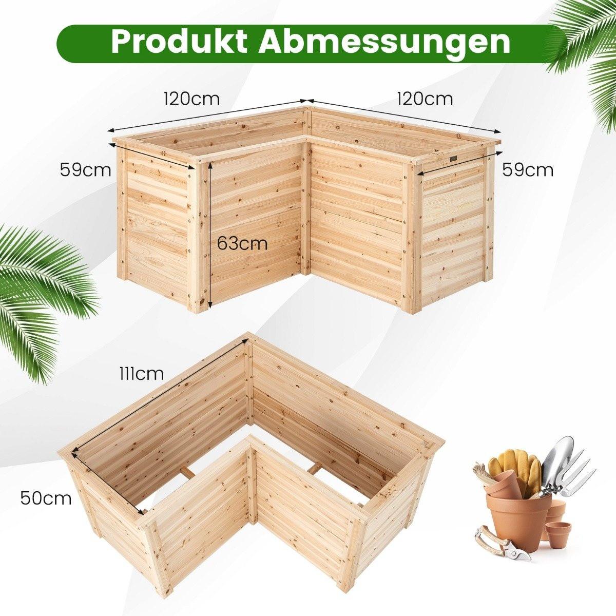 Northix Hochbeet Holz Pflanzkasten für Balkon Garten Terrasse Kräuterbeet Blumenkasten Natur