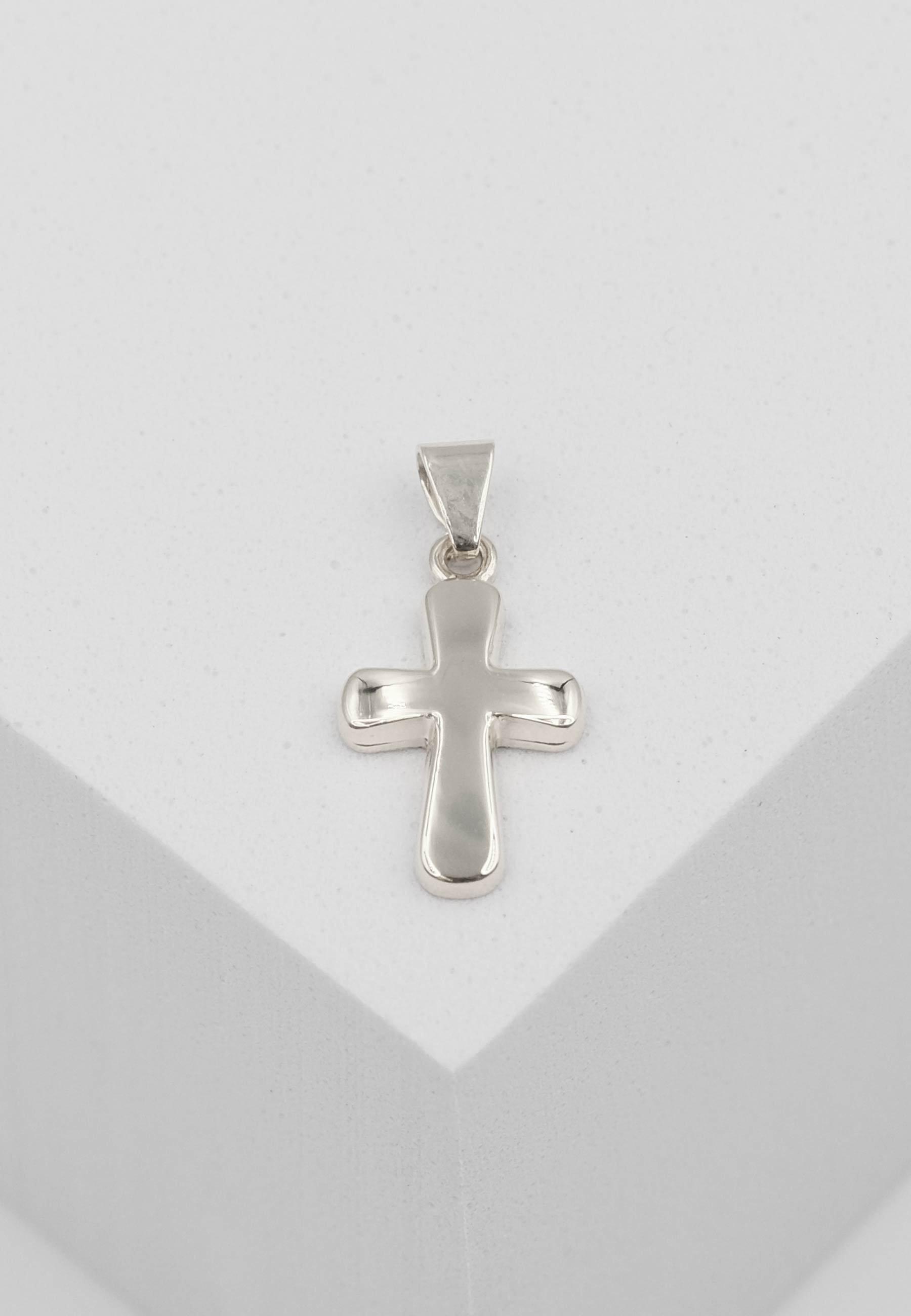 MUAU Schmuck Anhänger Balken-Kreuz Weissgold 750, 18x9mm