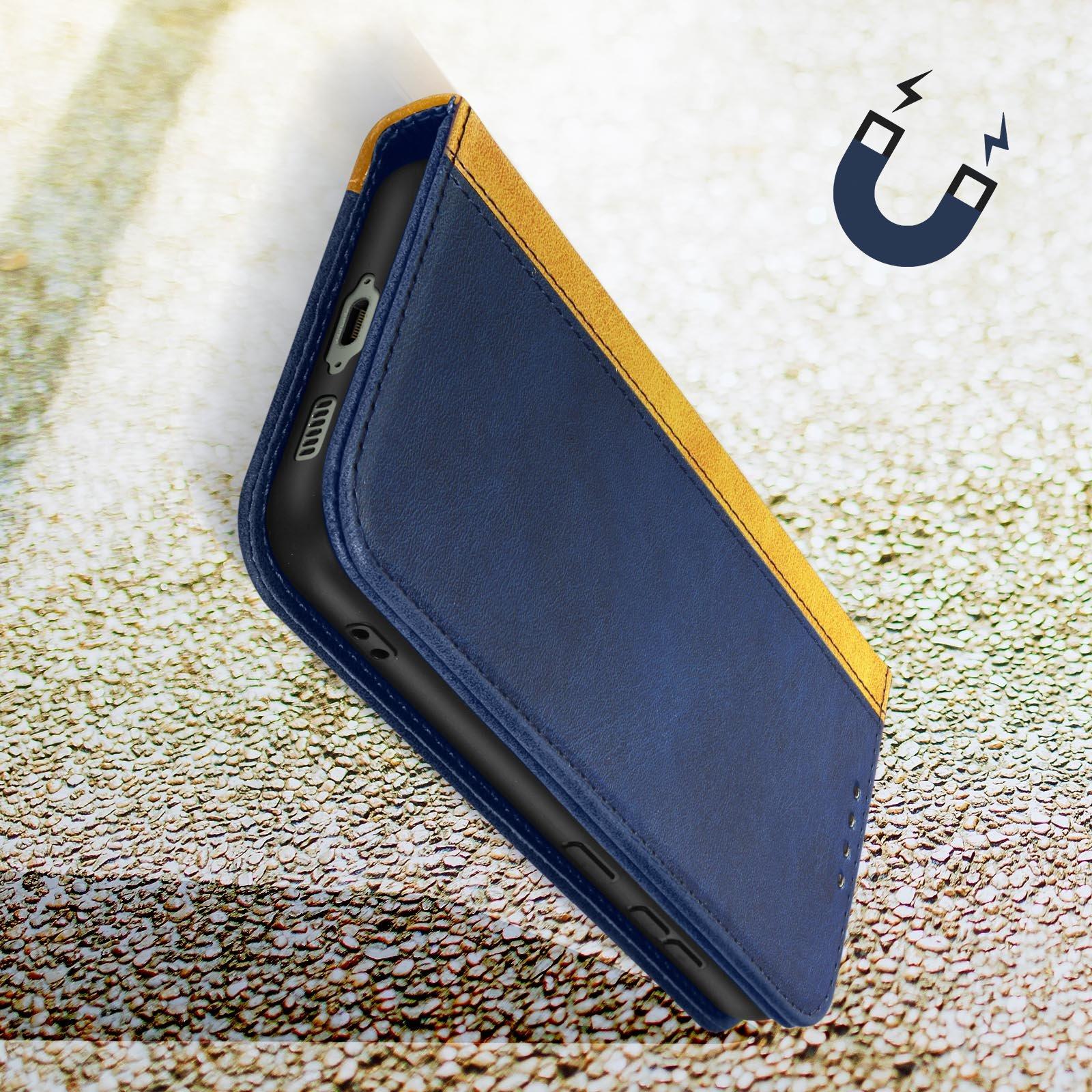 Avizar Samsung S23 Etui Dunkelblau / Gelbbraun