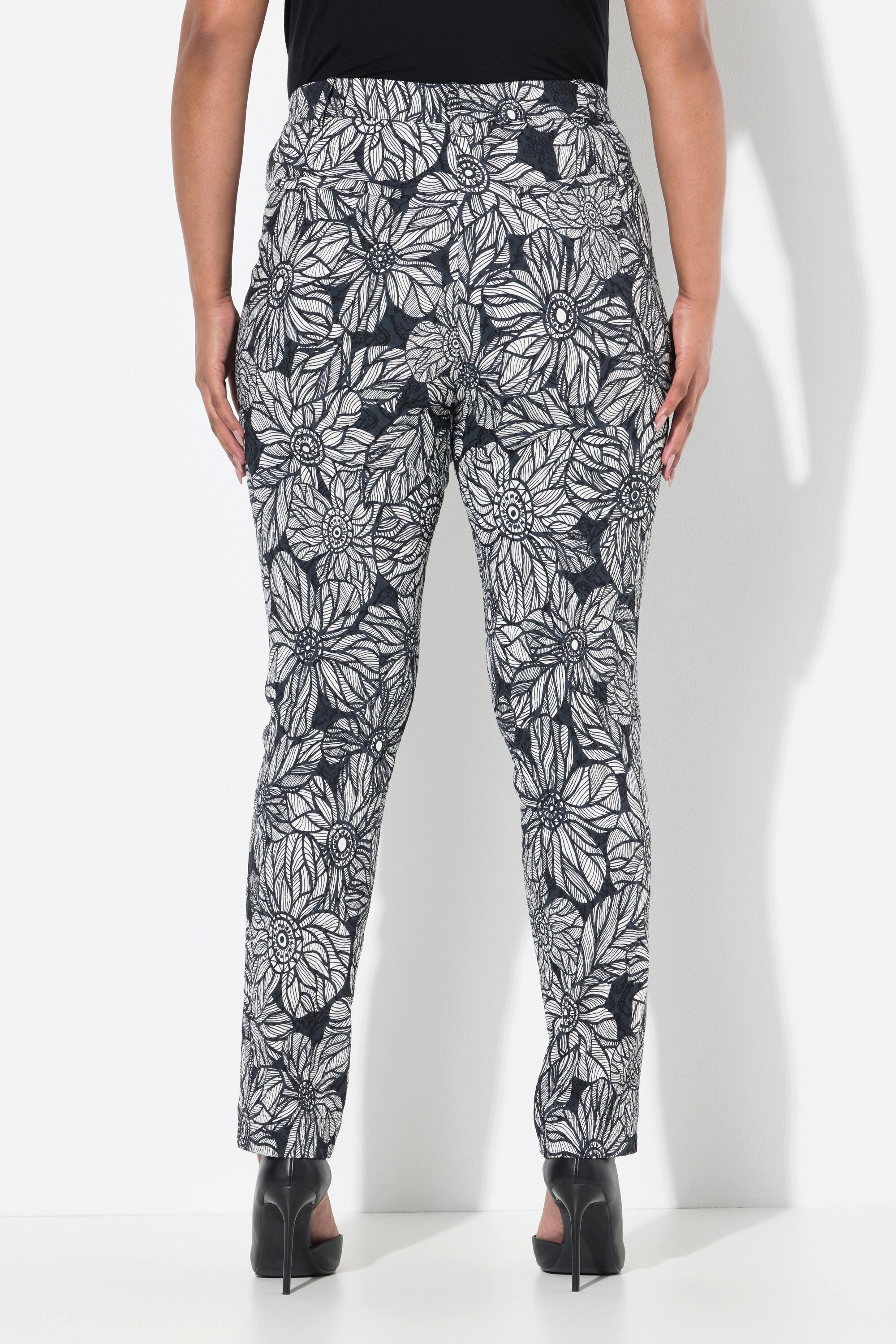 Ulla Popken Hose Sammy, Jacquard, schmales Bein, Elastikbund