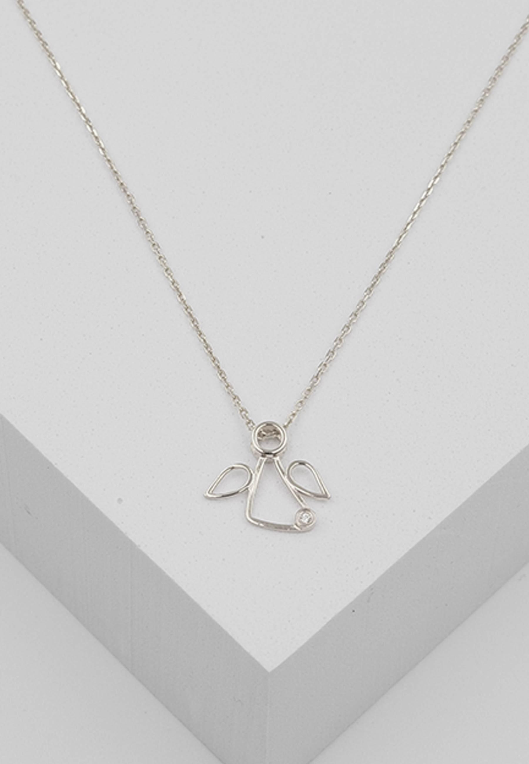 MUAU Schmuck Engel Anhänger Weissgold 750 Diamant 0.0075ct. 13x15mm