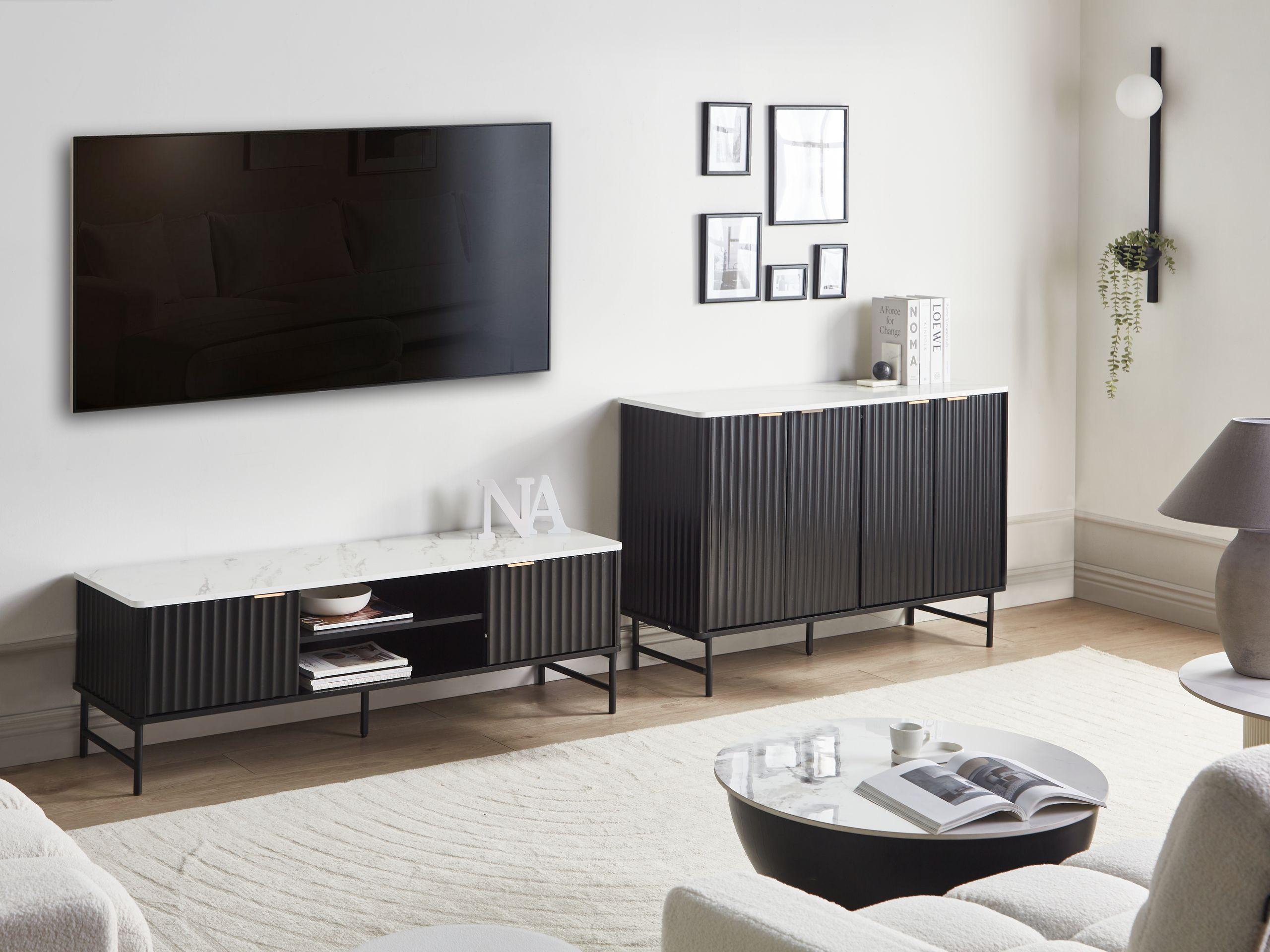 Beliani TV-Möbel aus MDF-Platte Modern GLASTONBURY