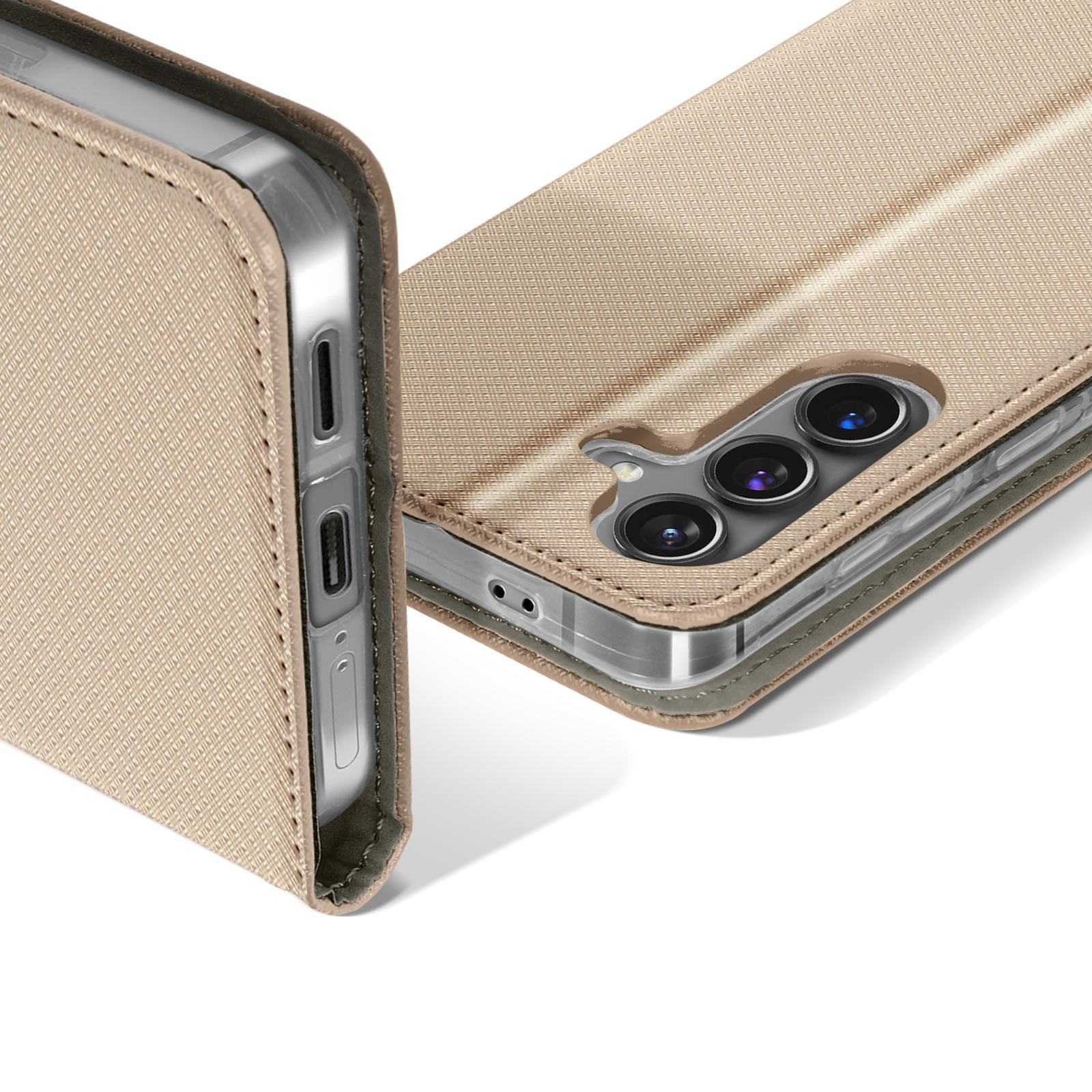 Avizar Samsung Galaxy S24 Plus Book Cover Gold