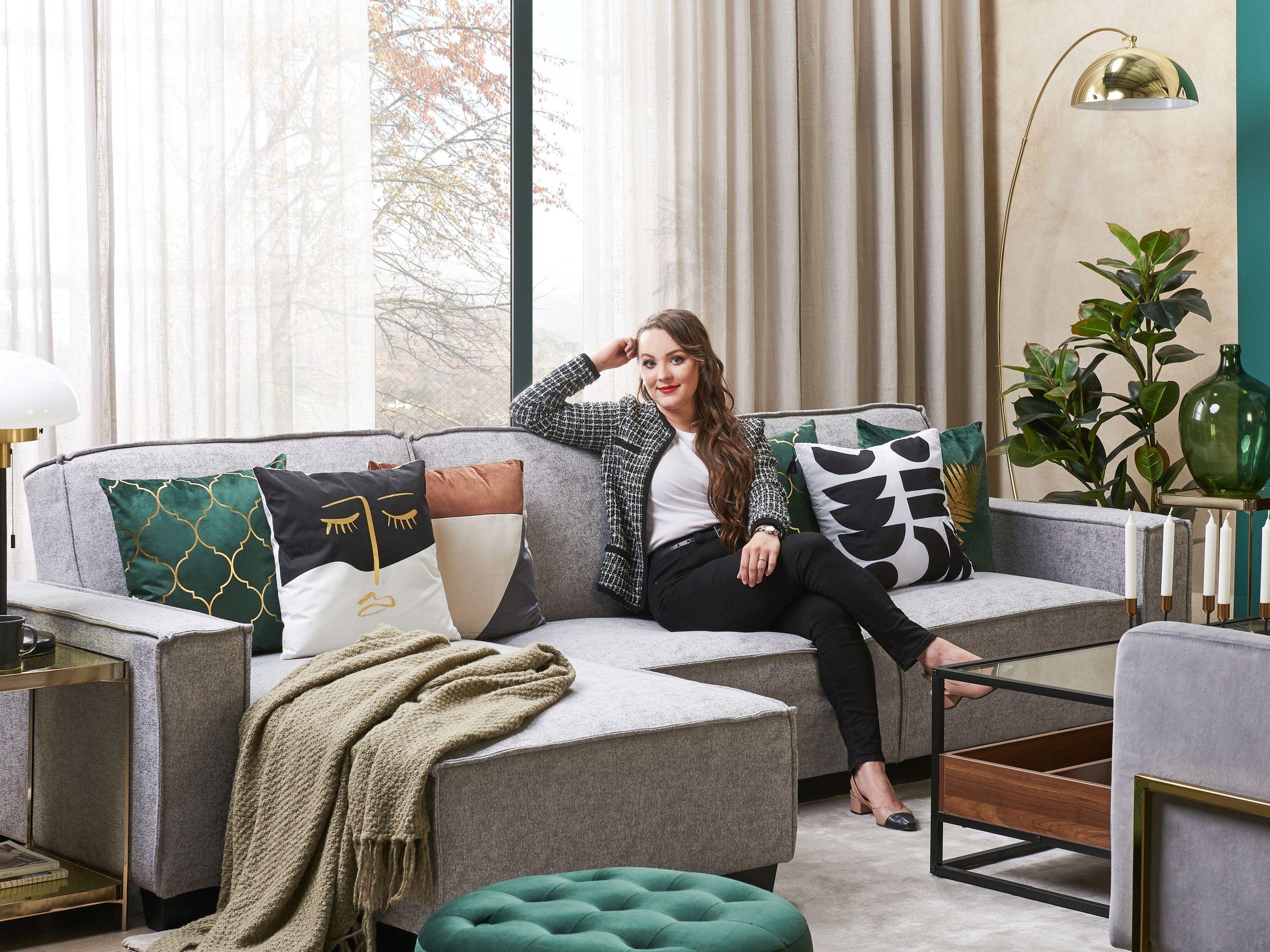 Beliani Ecksofa aus Polyester Skandinavisch ROMEDAL