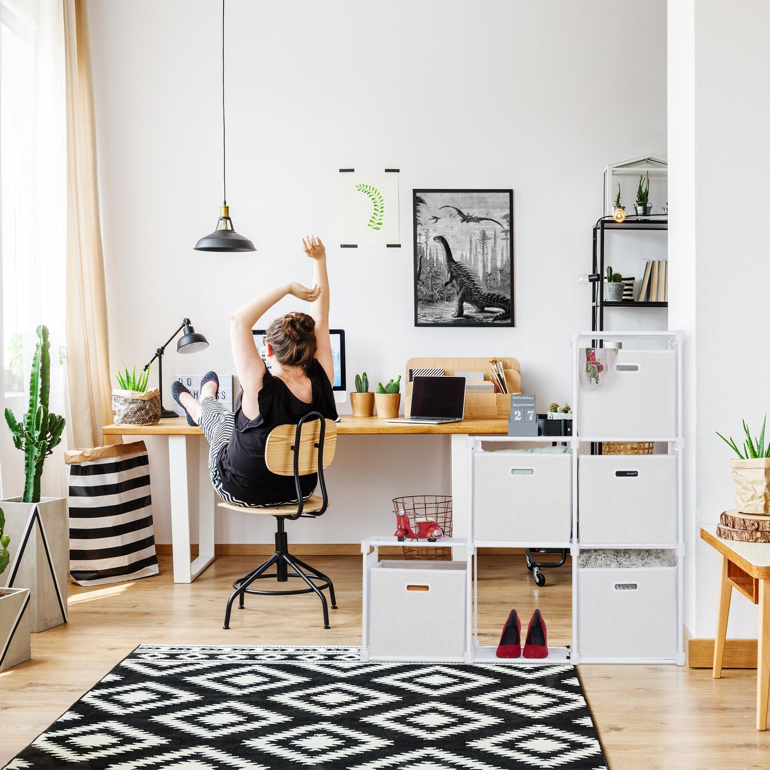 B2X Weißes mehrstufiges Regal mit 6 Fächern