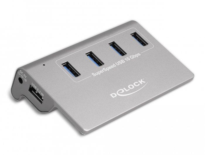 DeLock 64181 Schnittstellen-Hub USB 3.2 Gen 2 (3.1 Gen 2) Type-A 10000 Mbit/s Grau