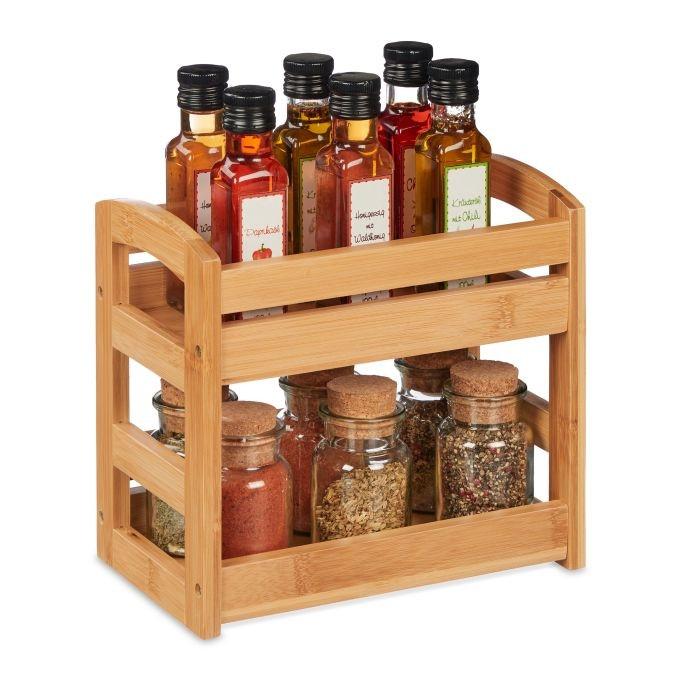 B2X Gewürzregal aus Bambus mit 2 Regalen