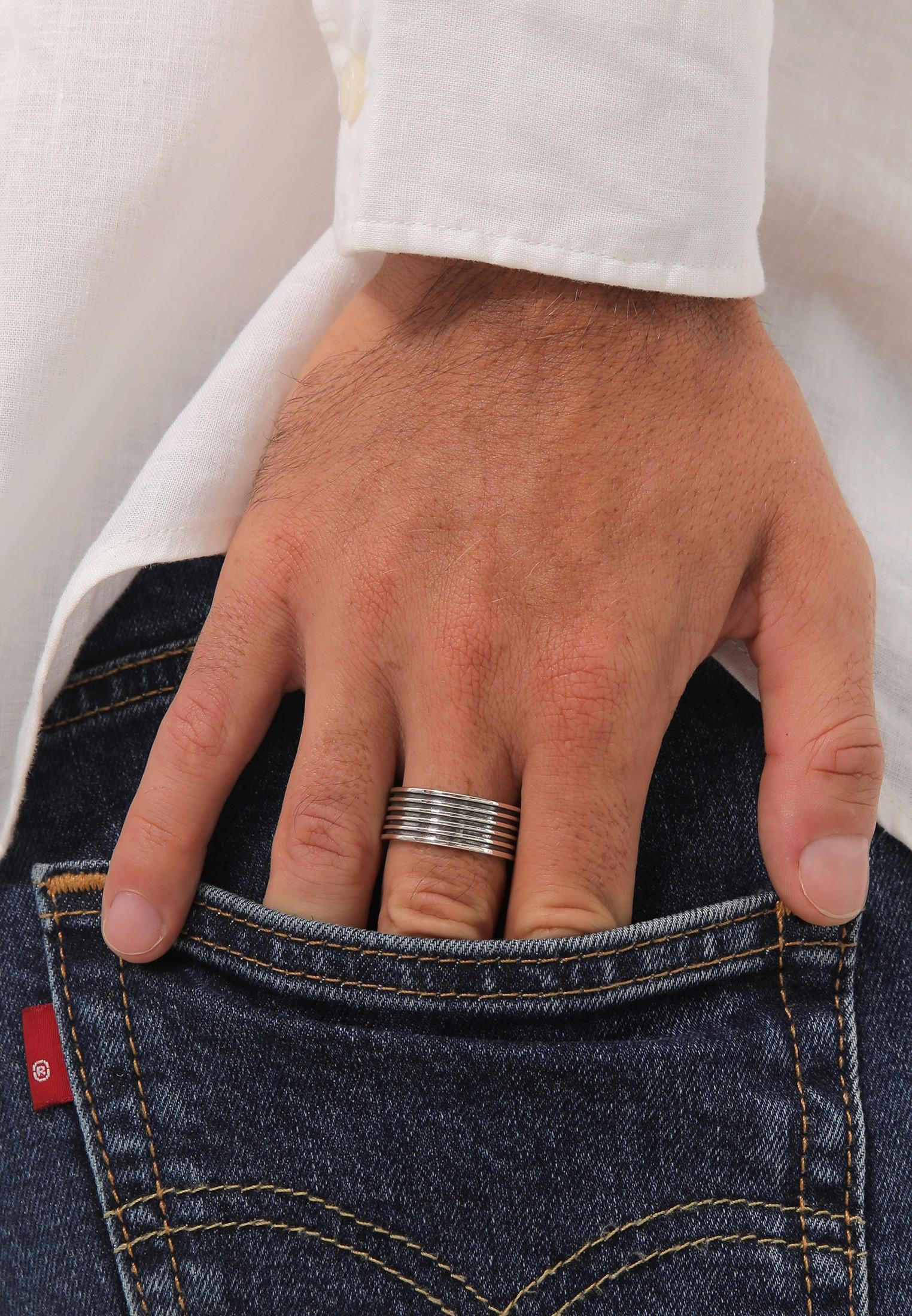 Kuzzoi Ring Bandring Massiv Rillen 925 Silber