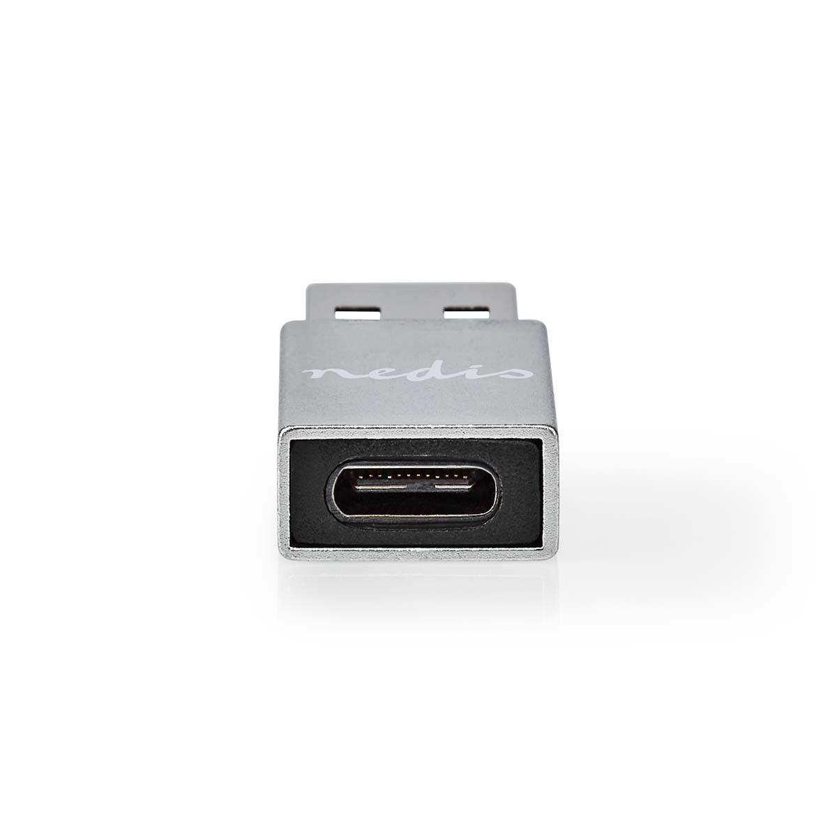 Nedis USB-A Adapter | USB 3.2 Gen 1 | USB-A Stecker | USB-C™ Buchse | 5 Gbps | Rund | Vernickelt | Silber | Schloss