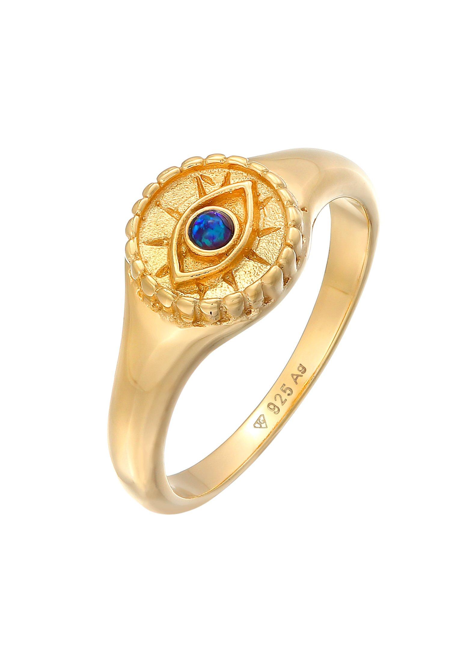 Elli Ring Elli Ring Siegelring Evil Eye Blue Synth. Opal 925 Silber