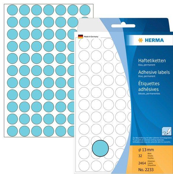HERMA HERMA Etiketten rund 13mm 2233 blau 2464 Stück
