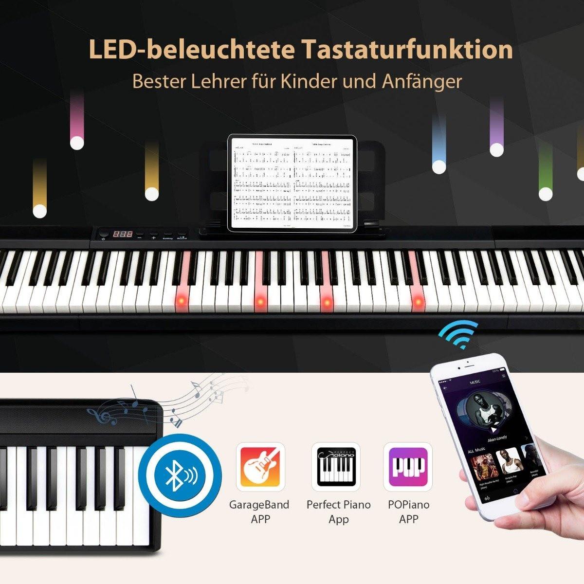 B2X Elektronisches Keyboard 88 Tastatur Elektroklavier Digitale Keyboard Musikinstrument Set