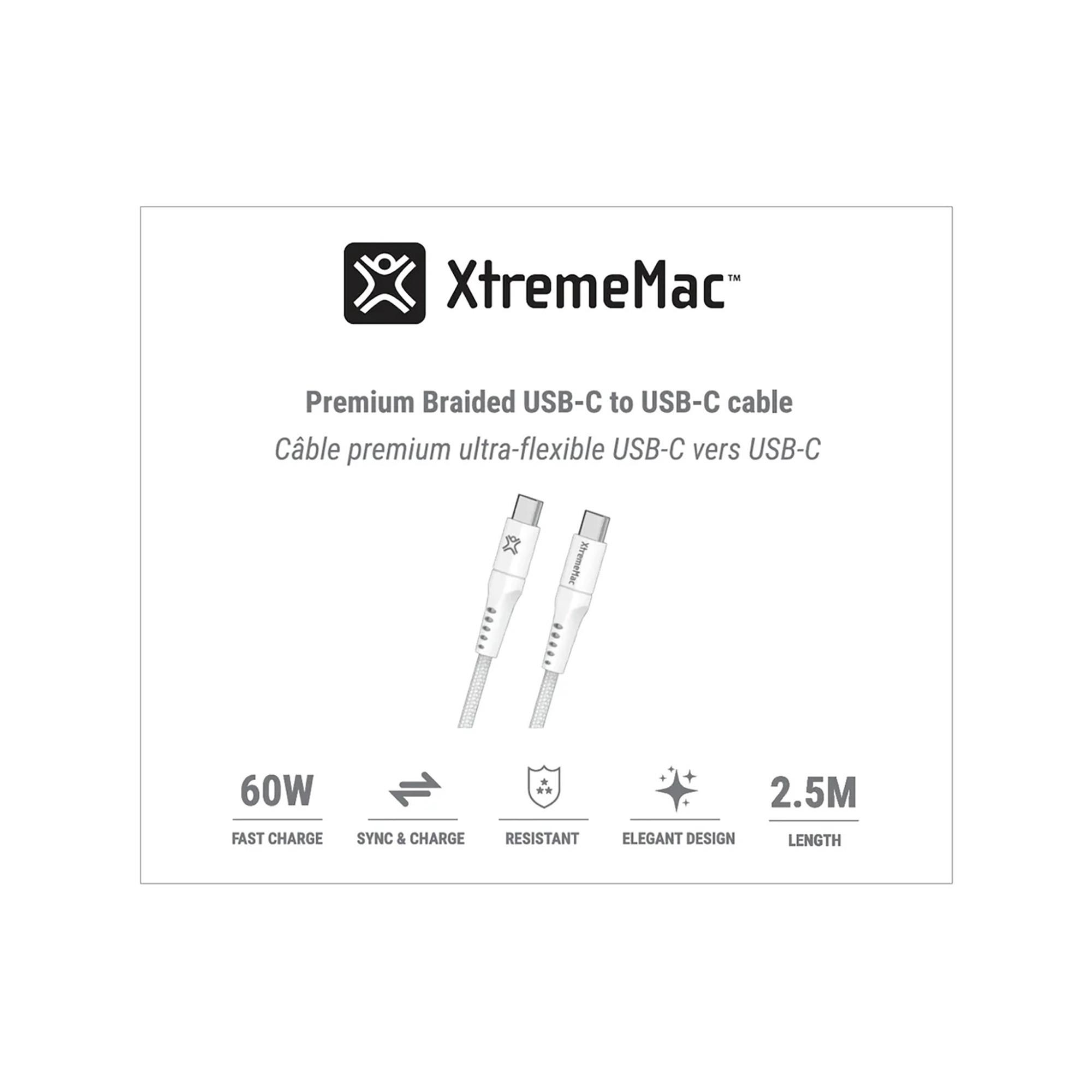 XtremeMac PREMIUM BRAIDED USB-C TO USB-C 60W - 2,5M Adapterkabel