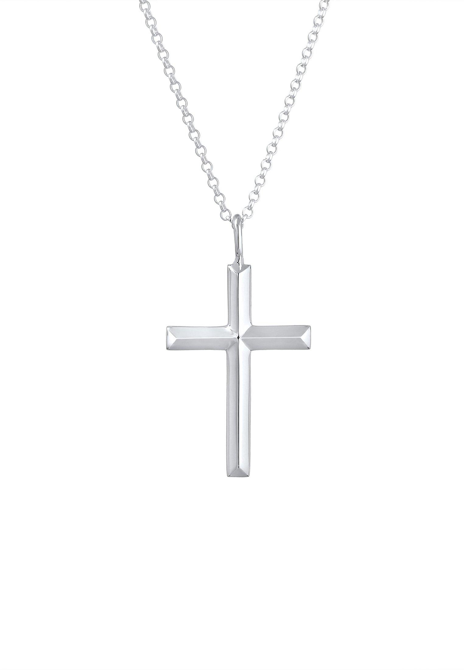 Kuzzoi Halskette Erbskette Kreuz Oxidiert Massiv 925 Silber