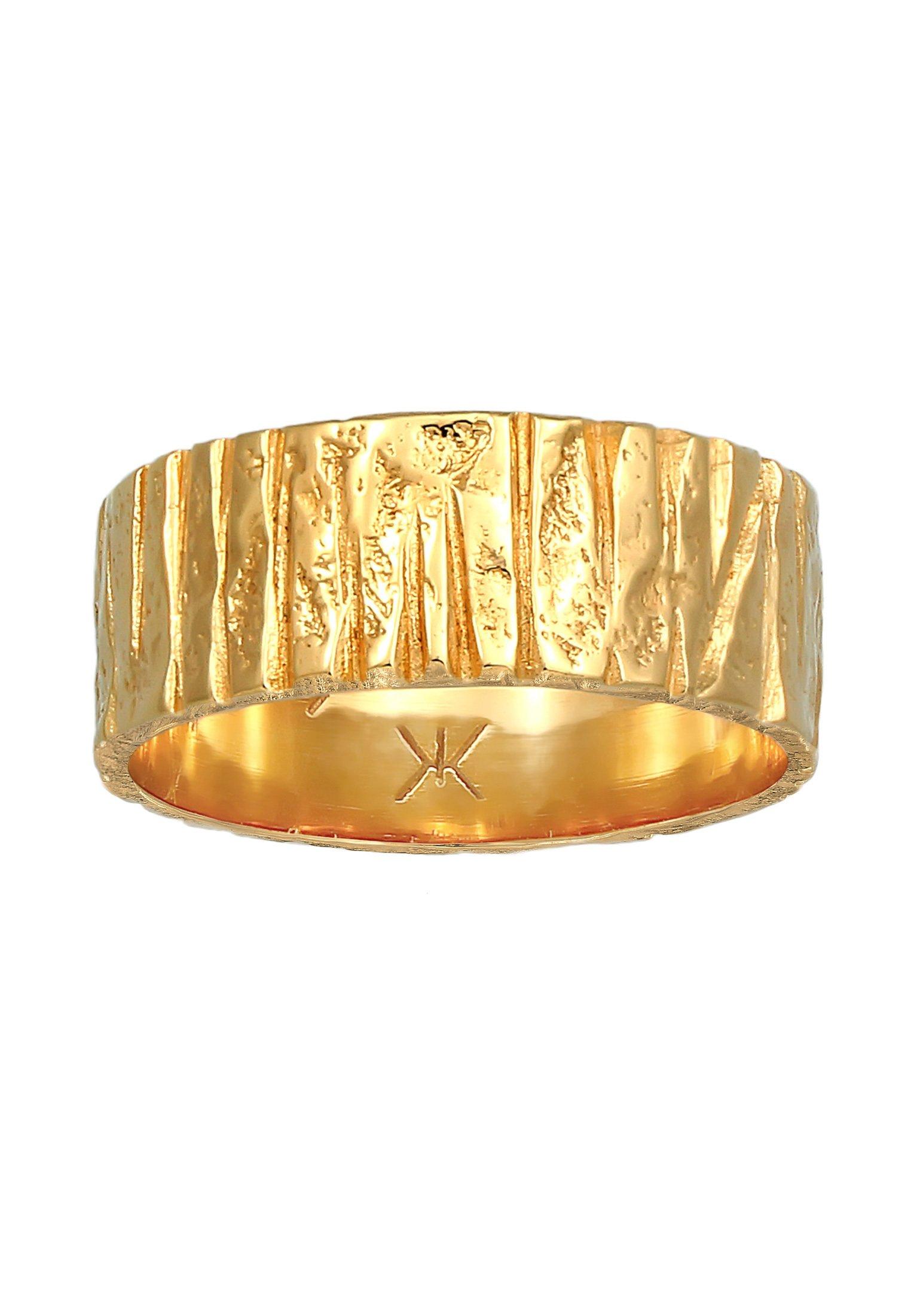 Kuzzoi Ring Bandring Breit Struktur Gehämmert 925 Silber