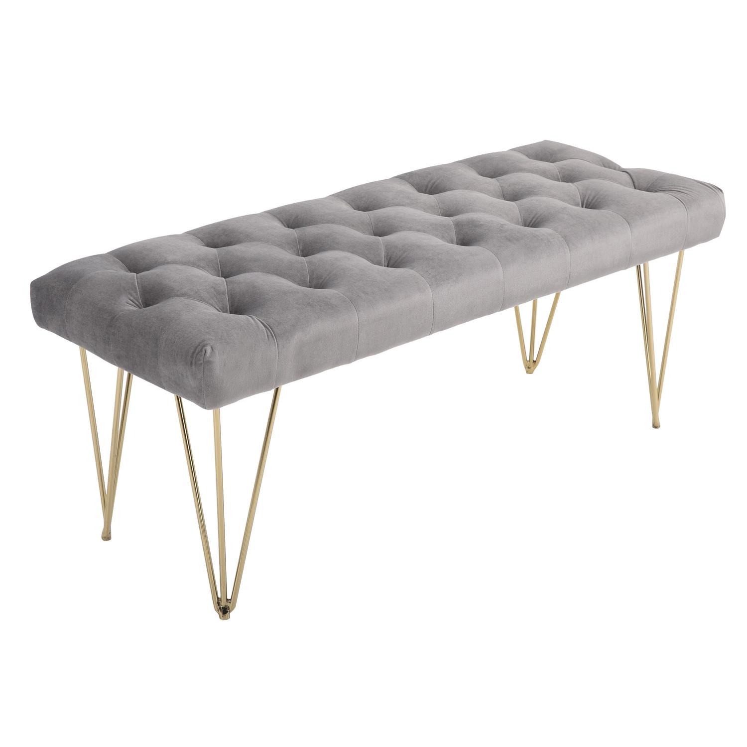 Northio Sitzbank Im Eingangsbereich Schuhbank Mit Samtbezug, Sitztruhe, Velvet, Grau, 116X44,5X49Cm