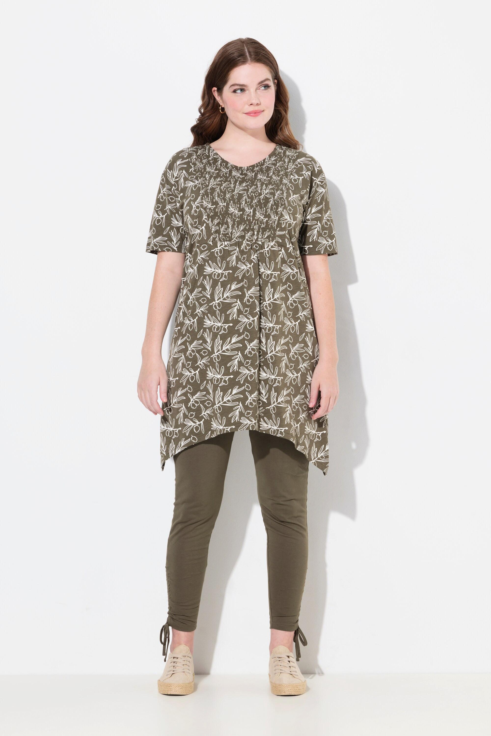 Ulla Popken A-Linie V-Ausschnitt Halbarm Longshirt