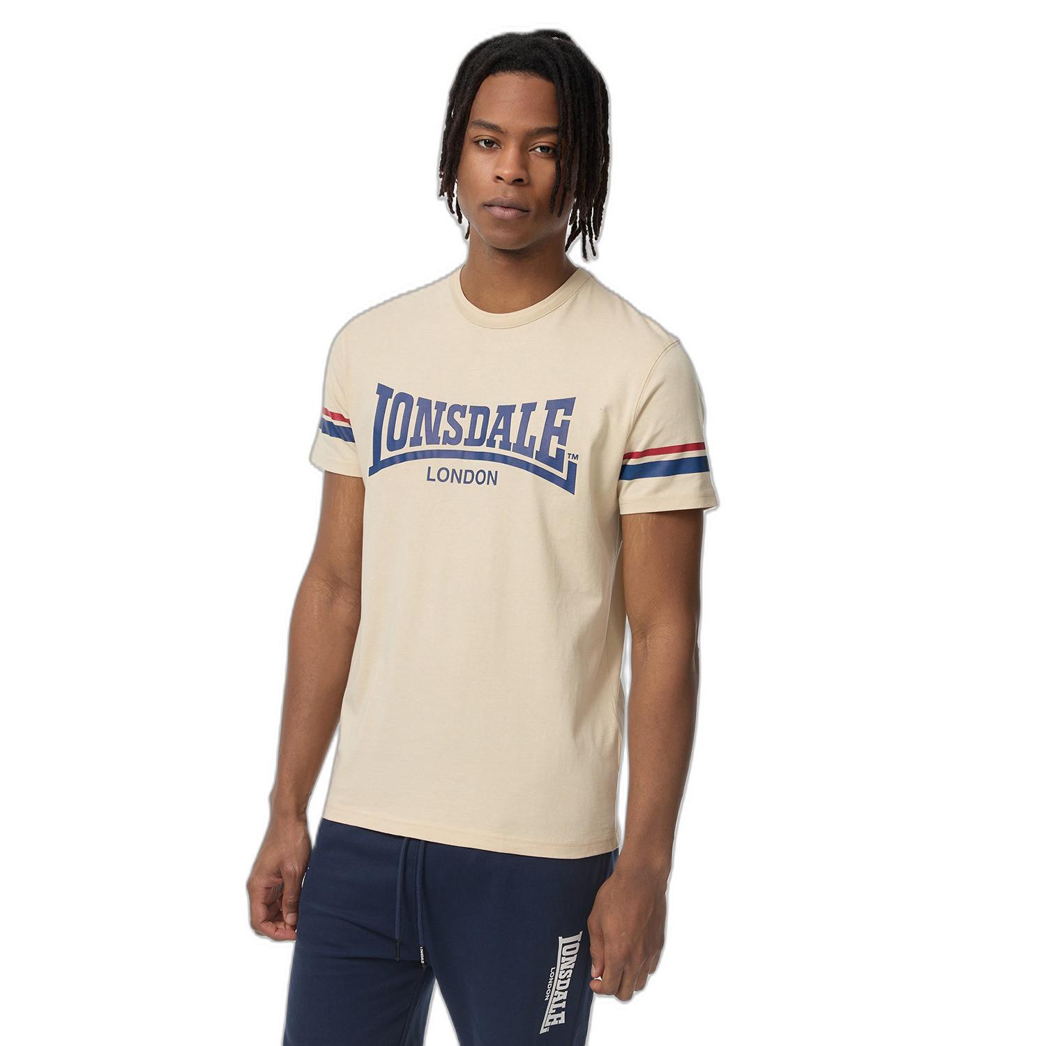 LONSDALE T-Shirt mit Logo-Print und gestreiften Ärmeln