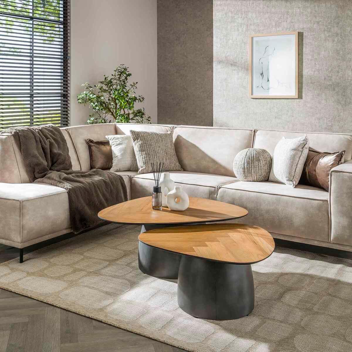 mutoni Couchtisch Infinite Teakholzfurnier recycelt (2er-Set)