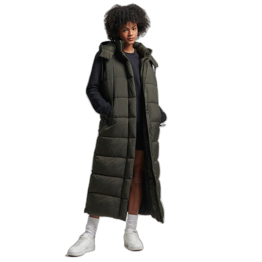 Superdry lange ärmellose daunenjacke mit kapuze ripstop