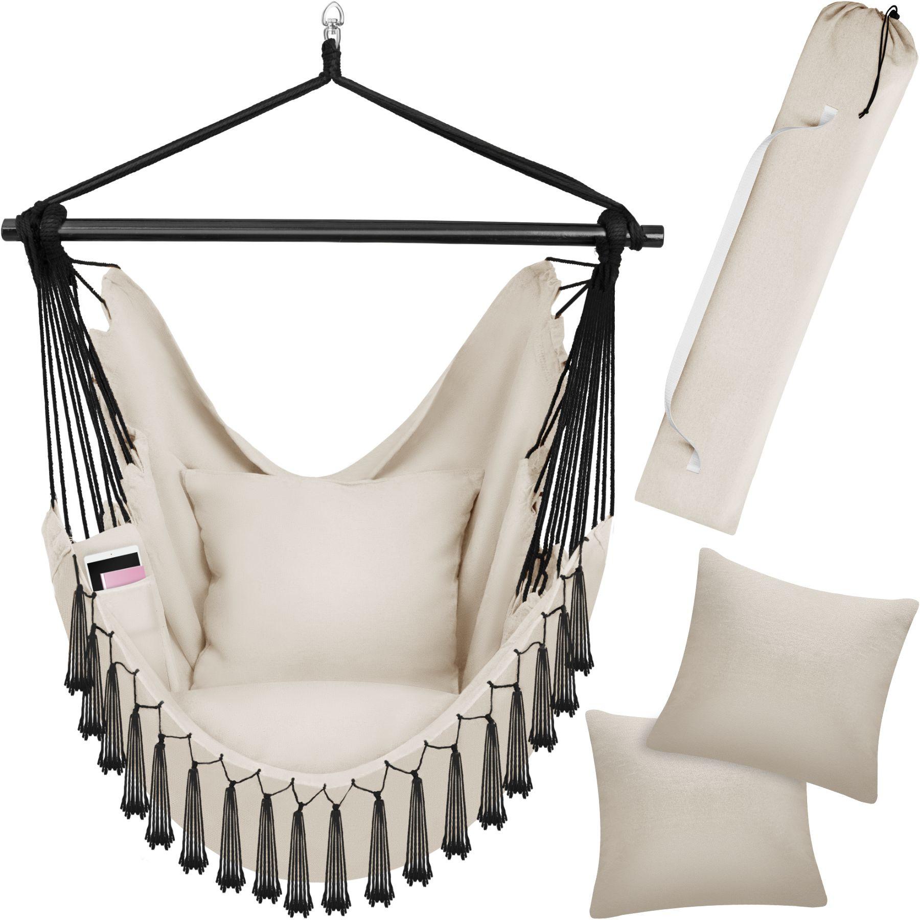 Tectake Hängesessel Malika, Boho-Style, Belastbarkeit 150kg