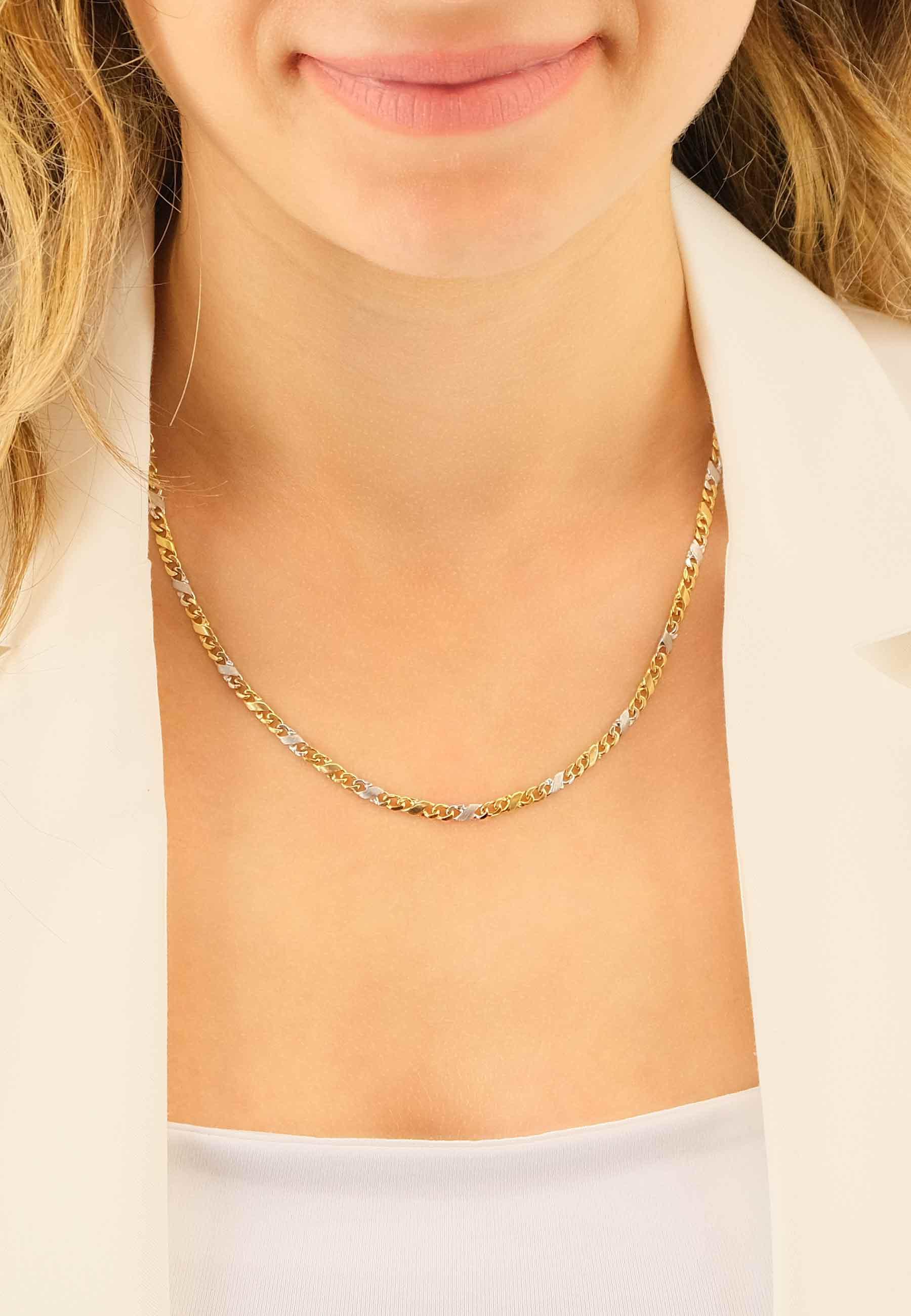 MUAU Schmuck Collier Carrera Bicolor Gelb-/Weissgold 750, 3.5mm, 50cm