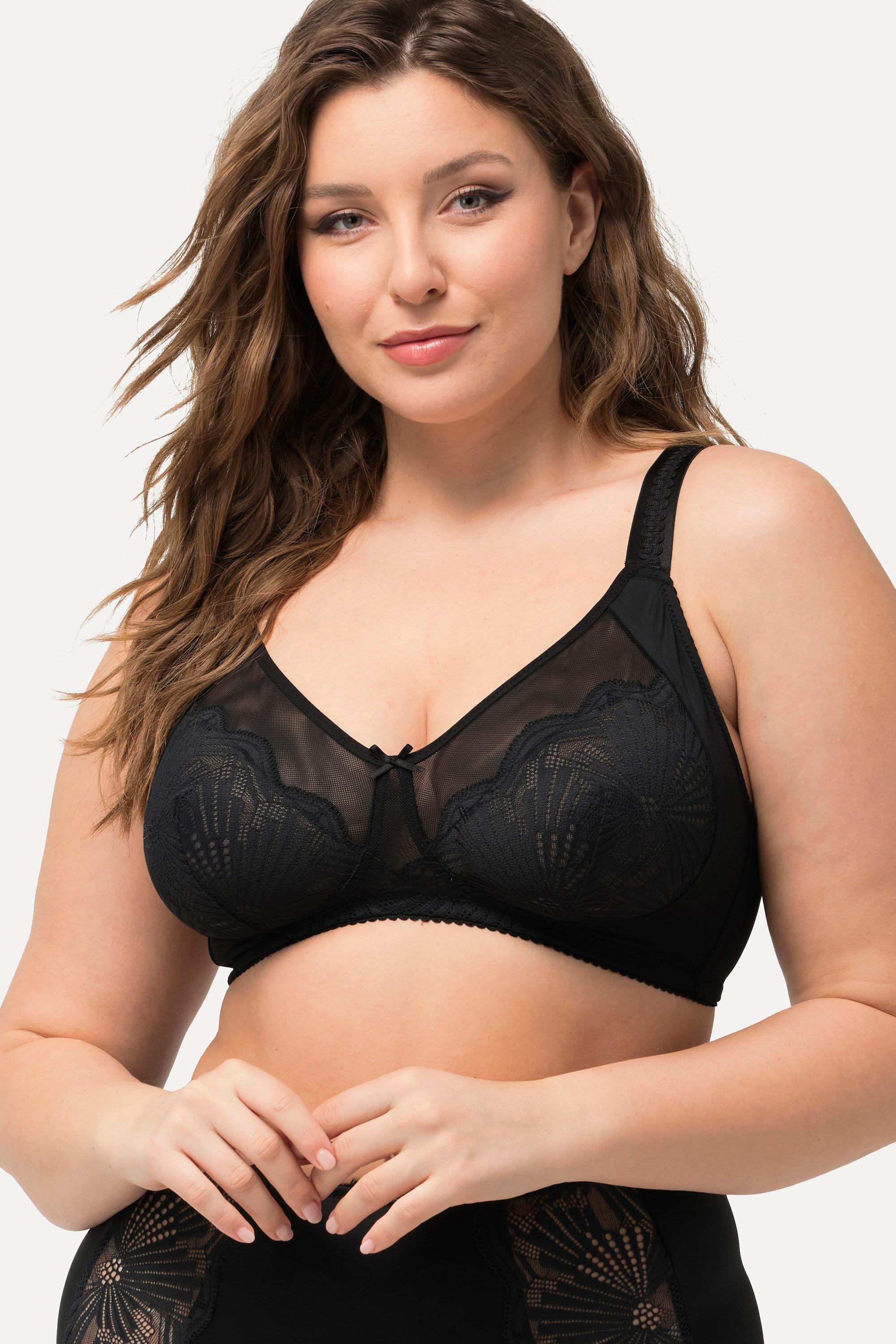 Ulla Popken BH, ohne Bügel, Mesh, Spitze, Cup B - E