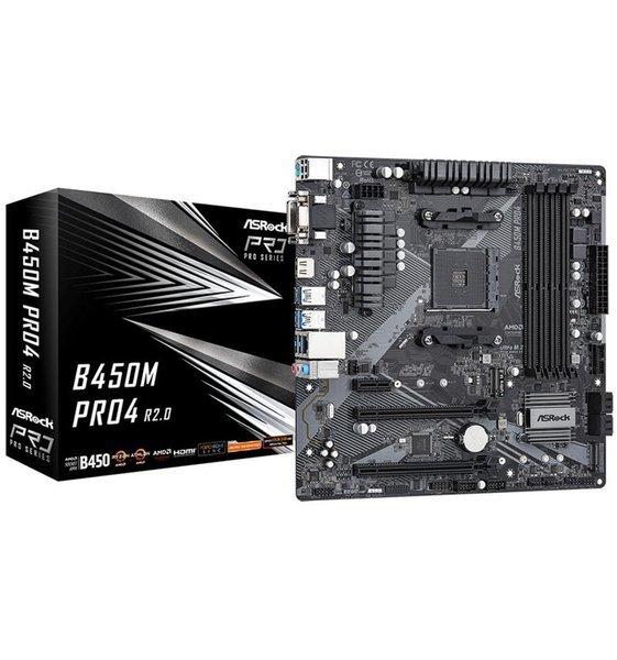 ASRock Mainboard B450M Pro4 2.0 (AM4, AMD B450, mATX)