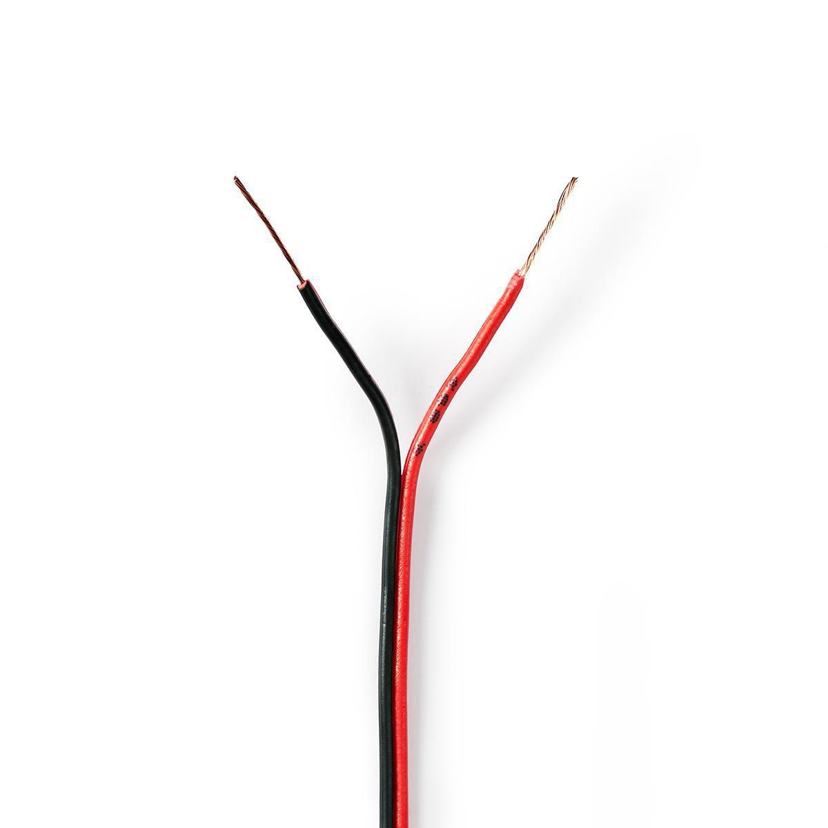 Nedis Lautsprecherkabel | 2x 0,35 mm² | CCA | 100,0 m | Rund | PVC | Rot / Schwarz | Emballage
